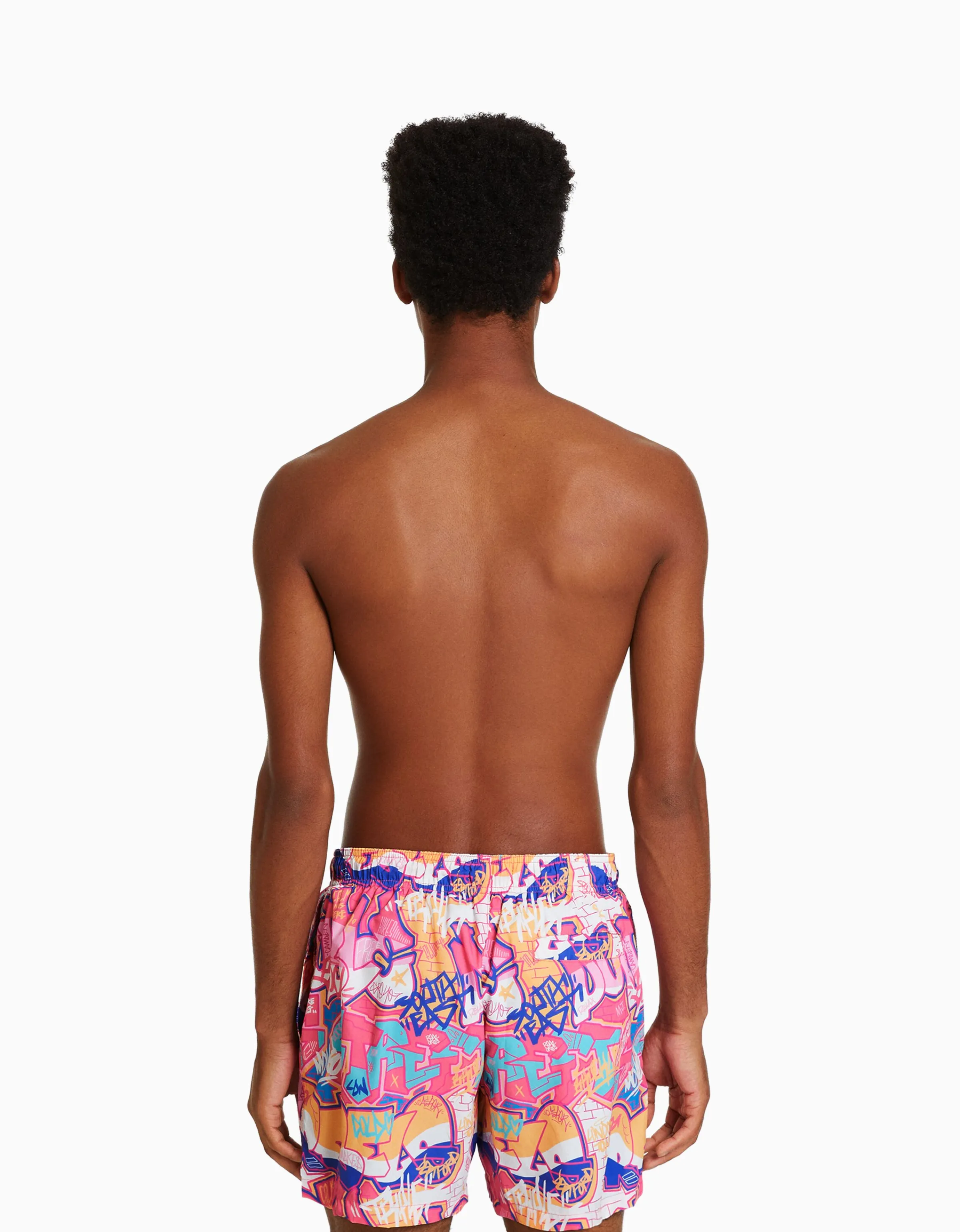 BERSHKA Bañador print grafiti Fucsia Best Sale