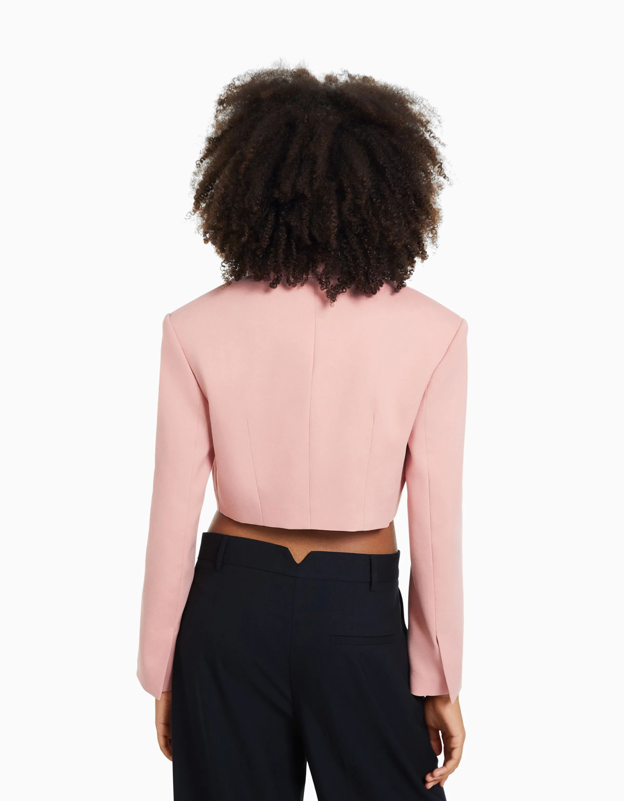 BERSHKA Blazer tailoring cropped sarga Rosa Sale