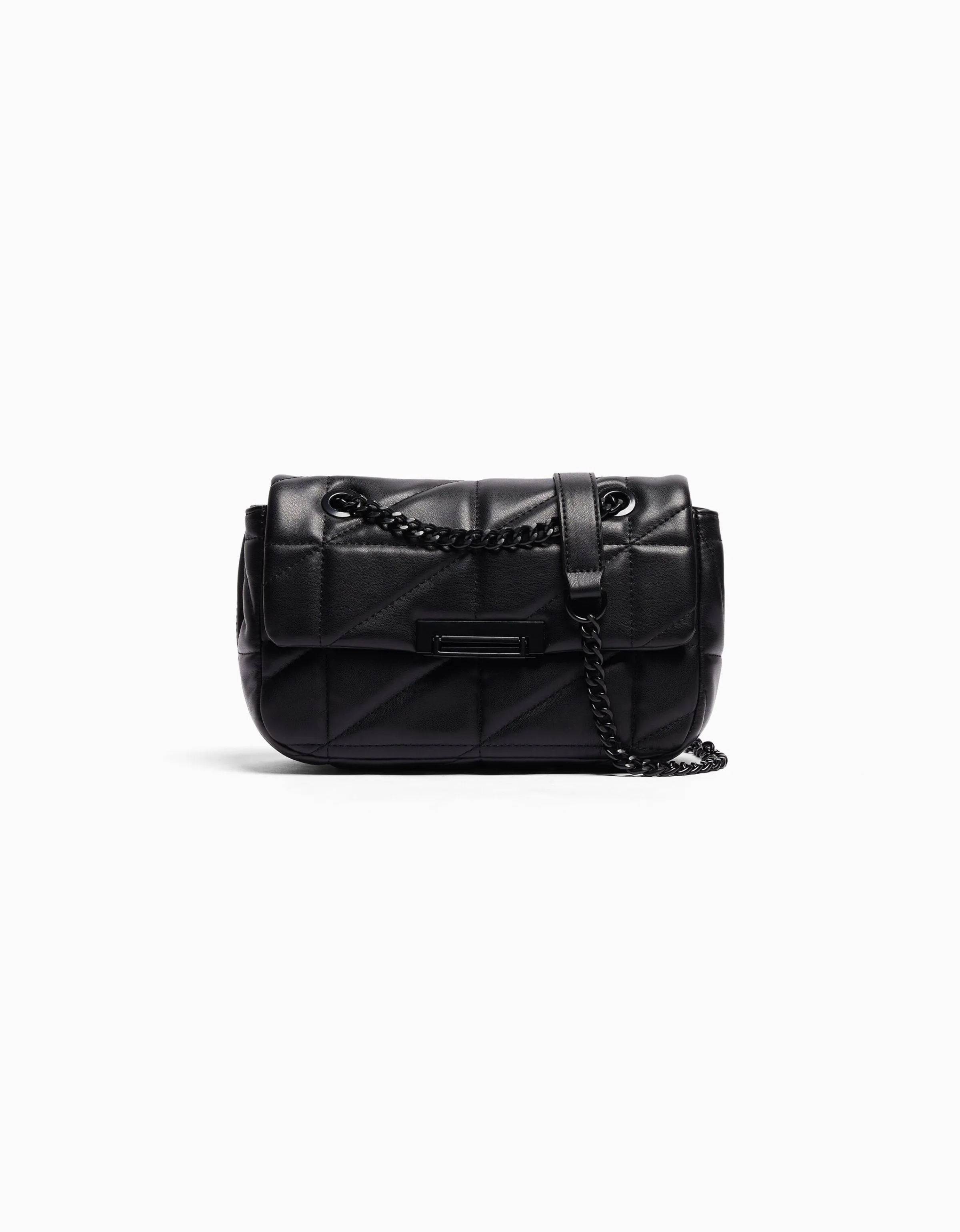 BERSHKA Bolso acolchado cadena Negro Discount