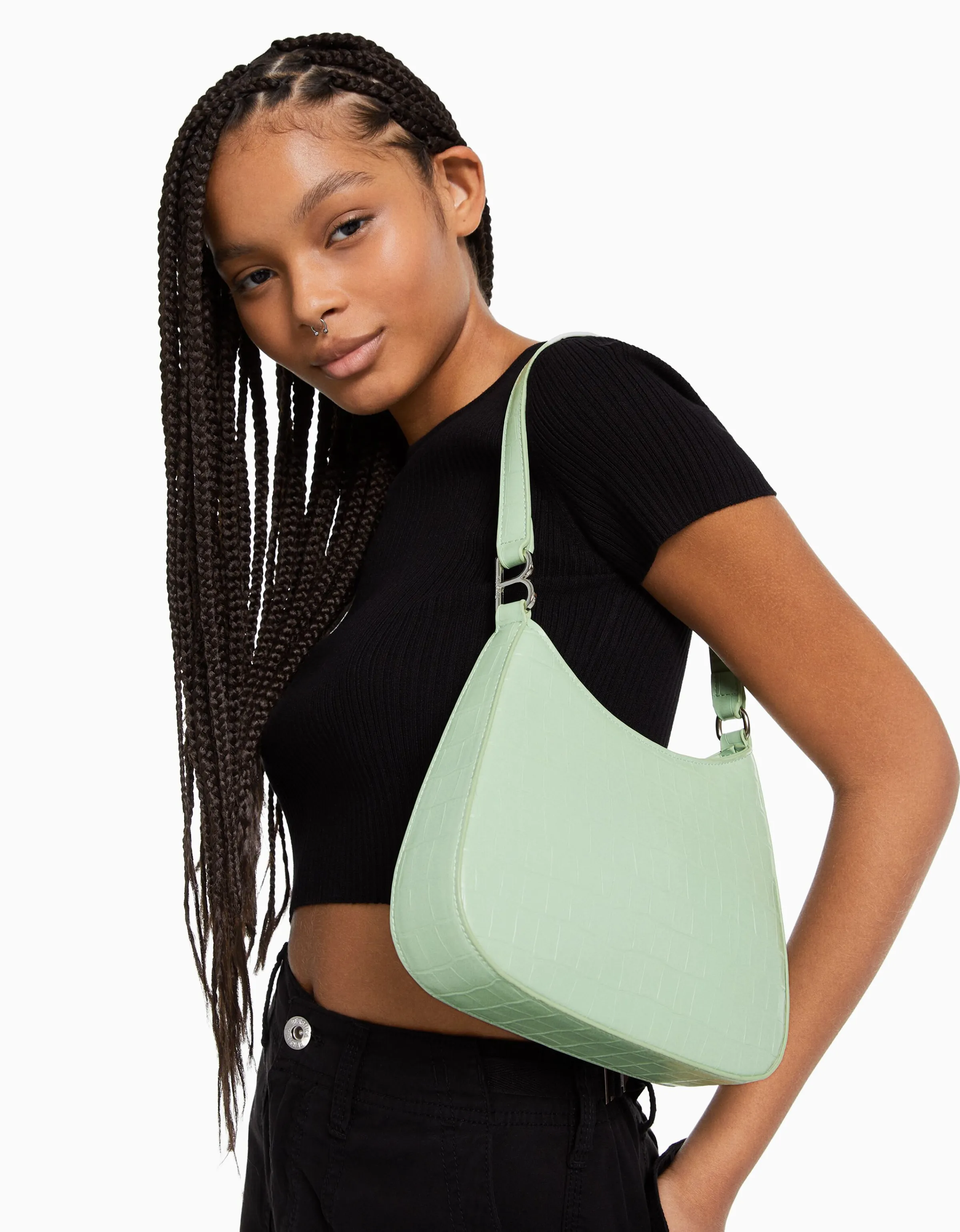 BERSHKA Bolso asa Verde Online