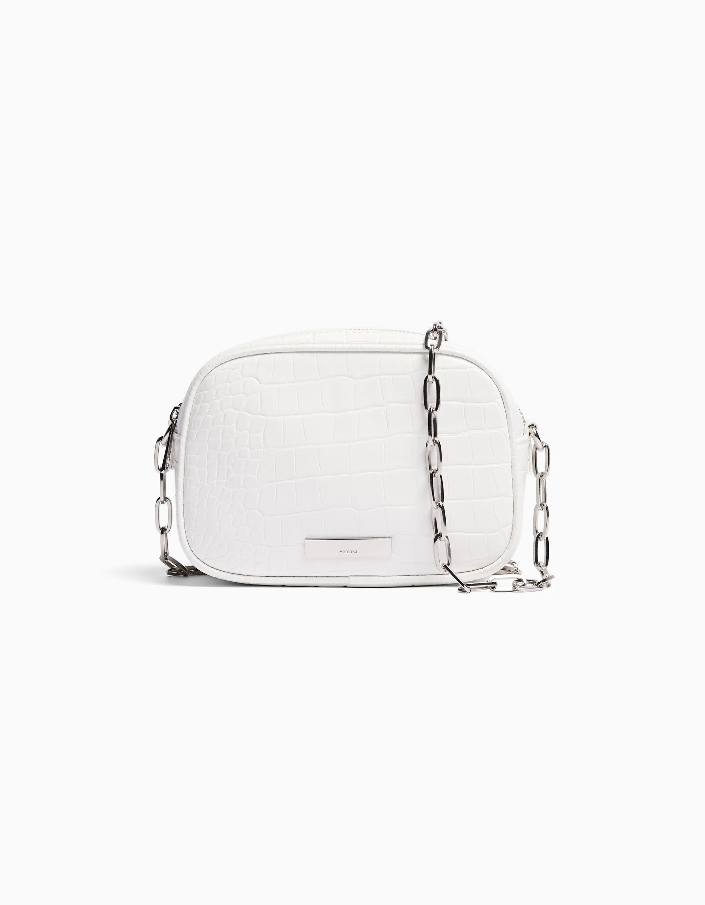 BERSHKA Bolso asa doble cremallera textura Blanco Sale