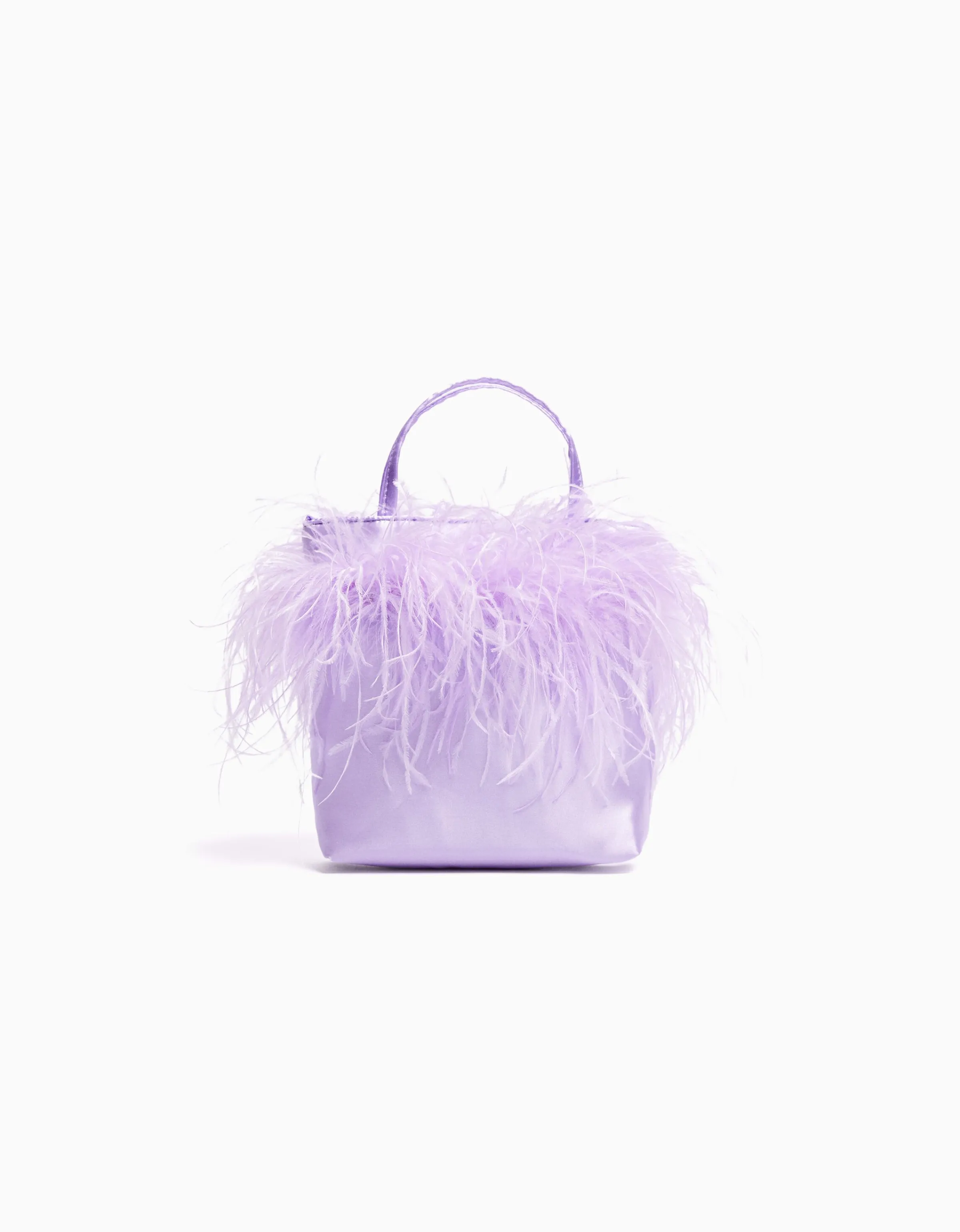 BERSHKA Bolso asa plumas Morado Best