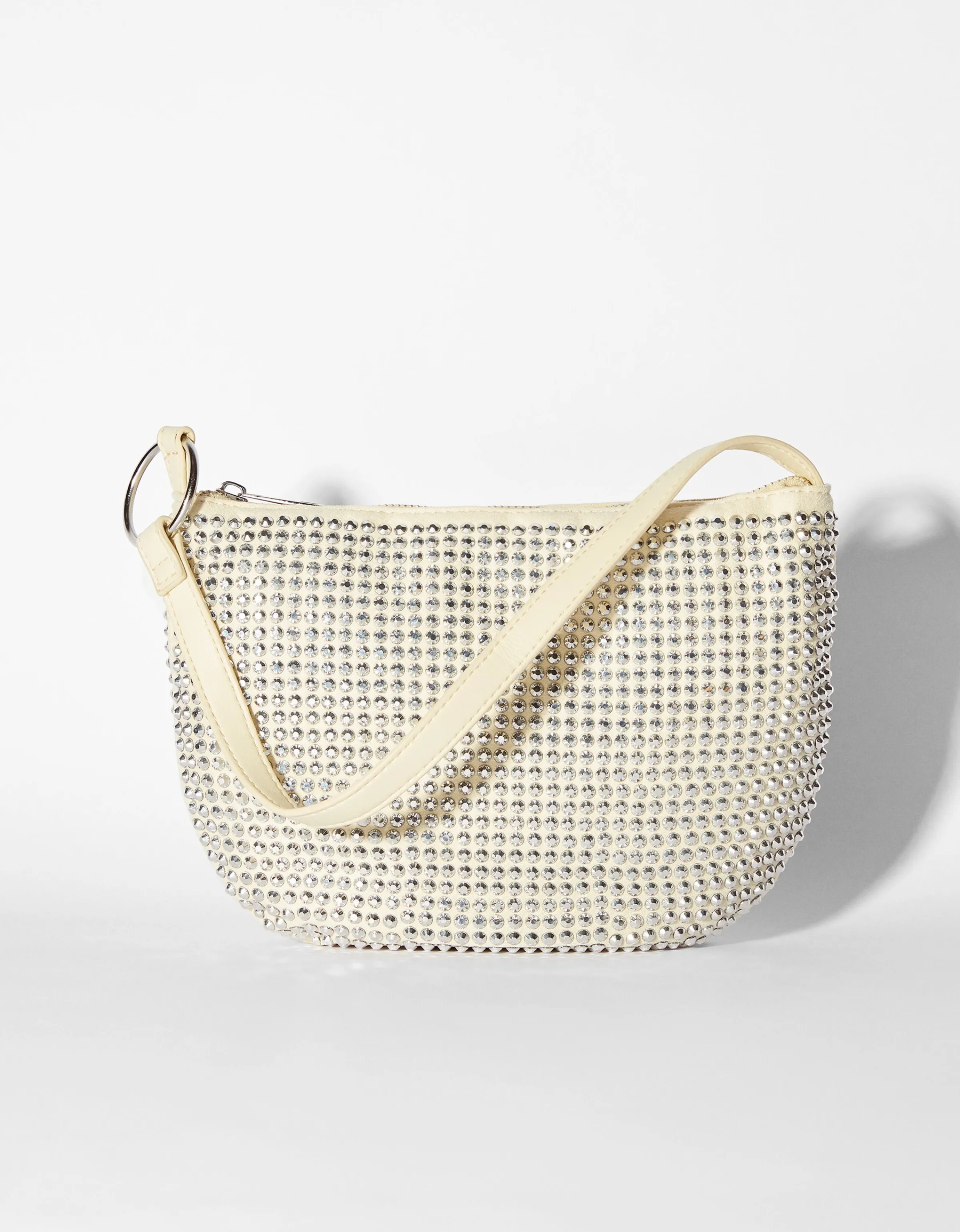 BERSHKA Bolso asa strass Crudo Cheap