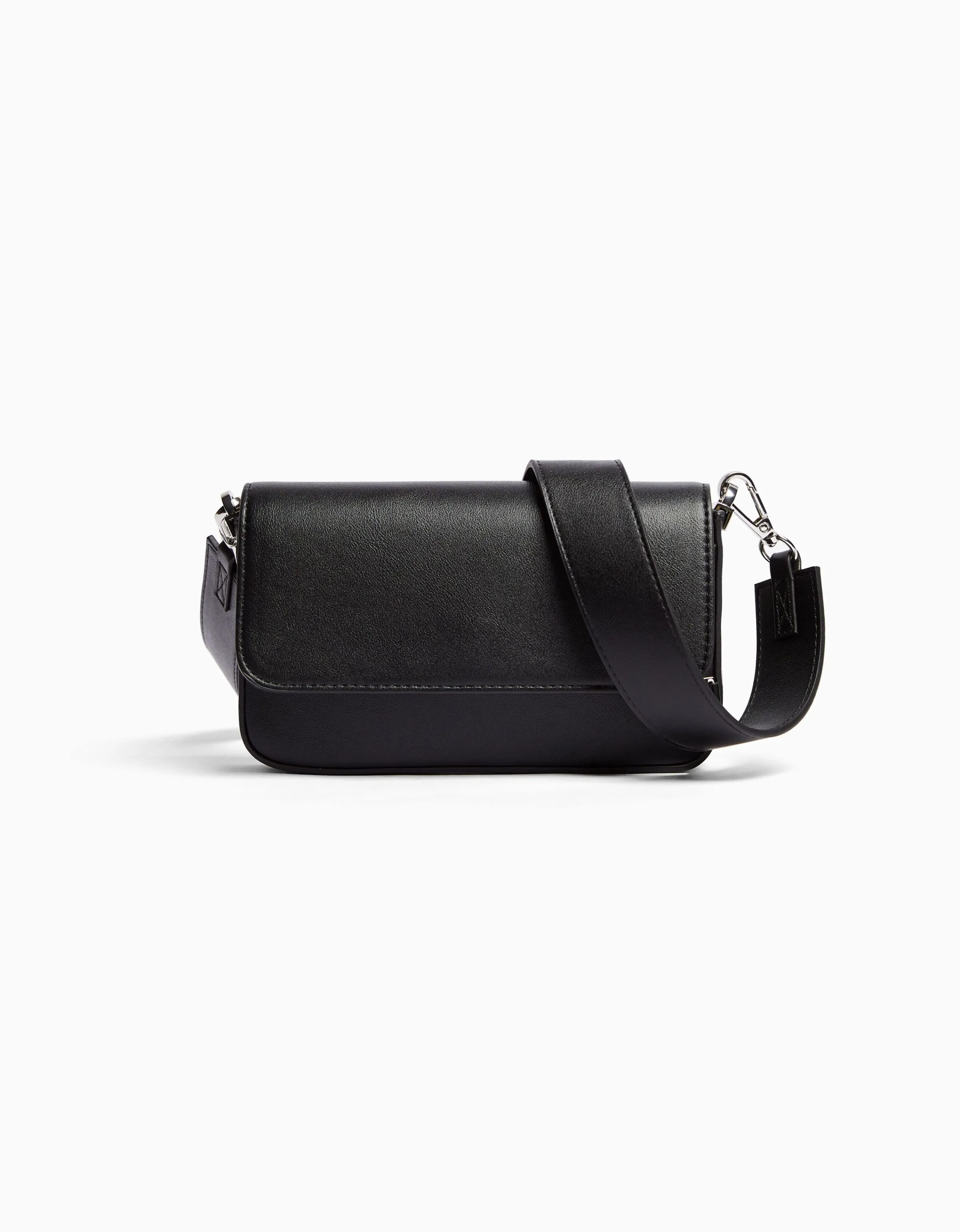 BERSHKA Bolso bandolera rígida Negro Hot