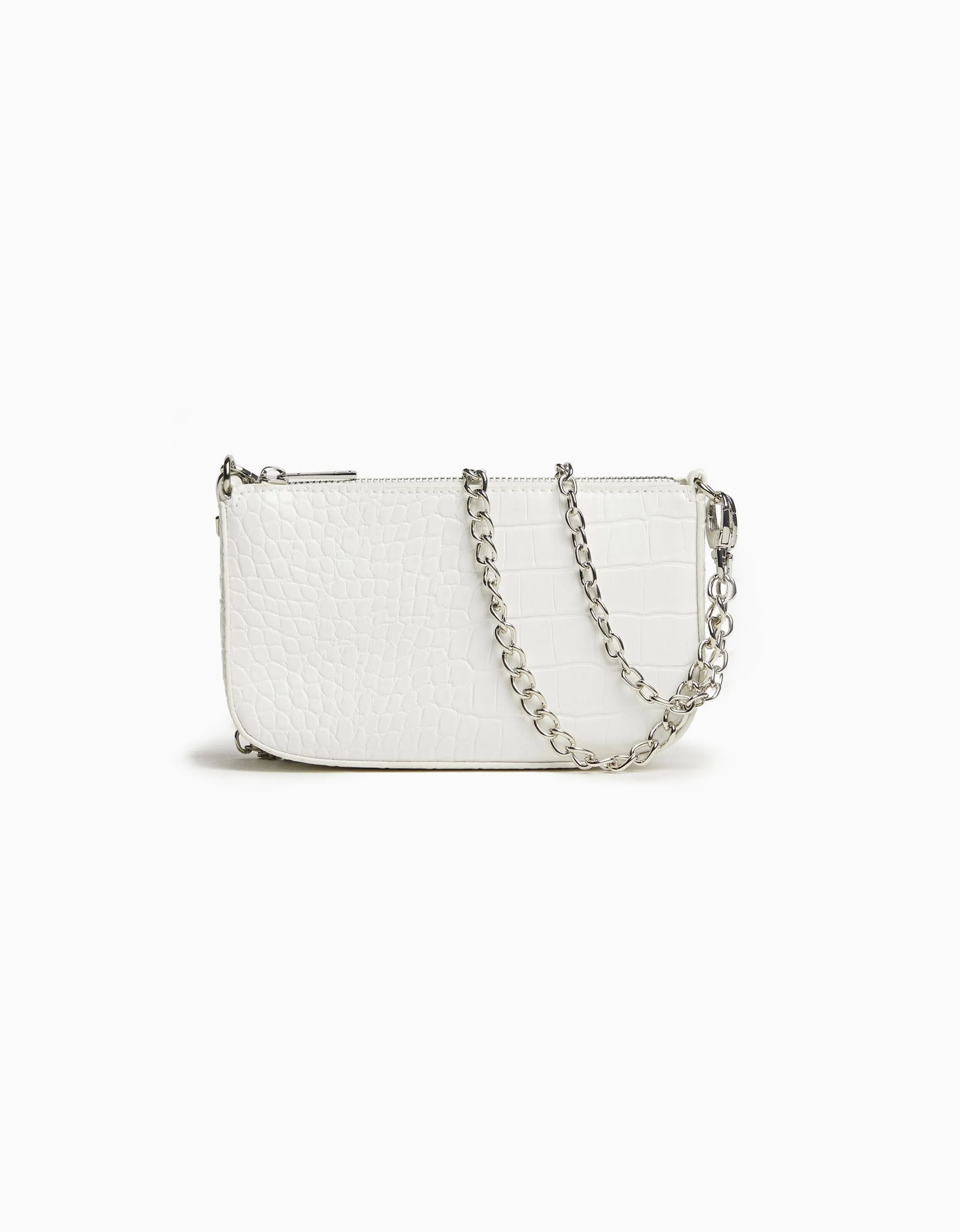 BERSHKA Bolso cadena efecto cocodrilo Blanco Online