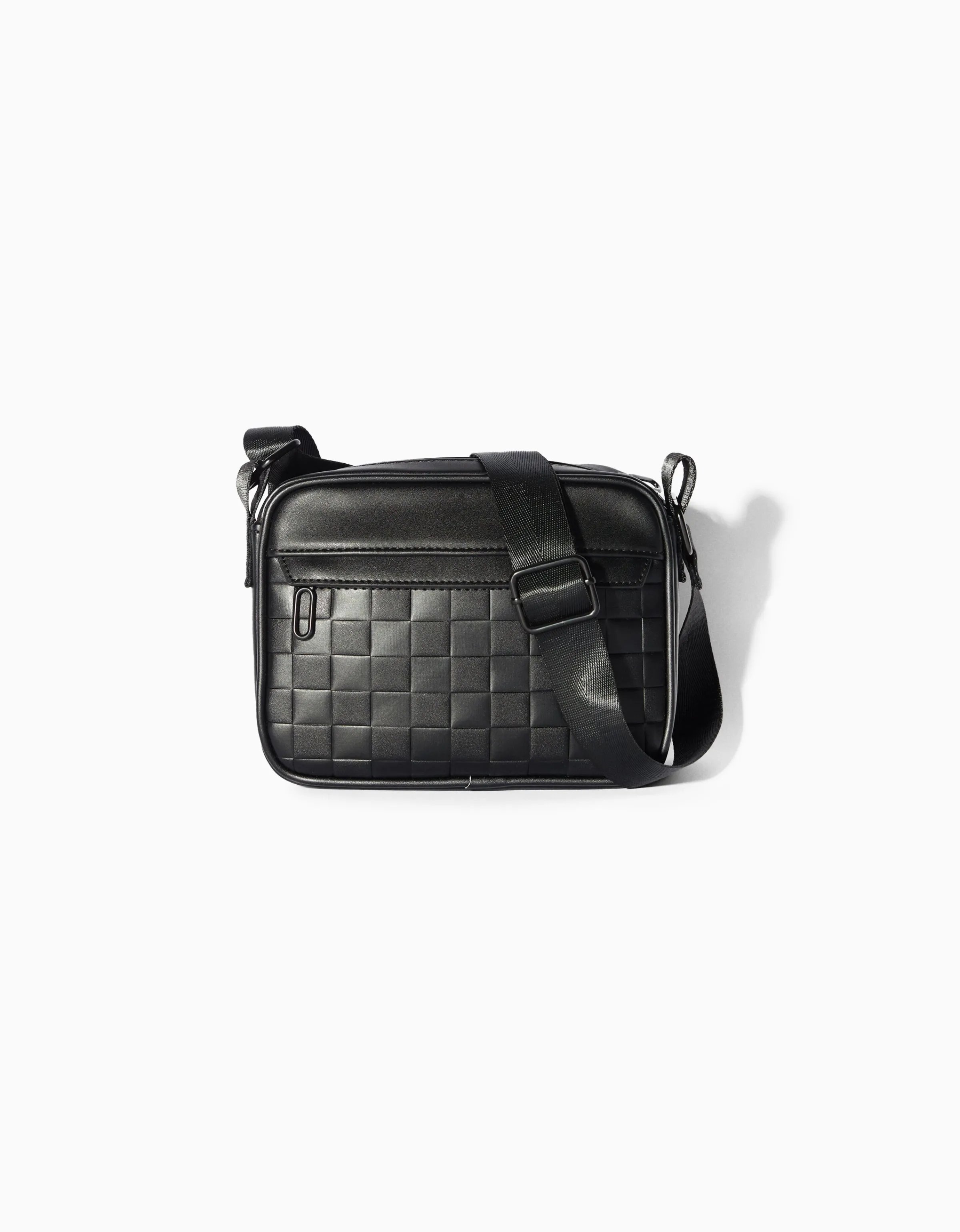 BERSHKA Bolso crossbody efecto damero Negro Best Sale