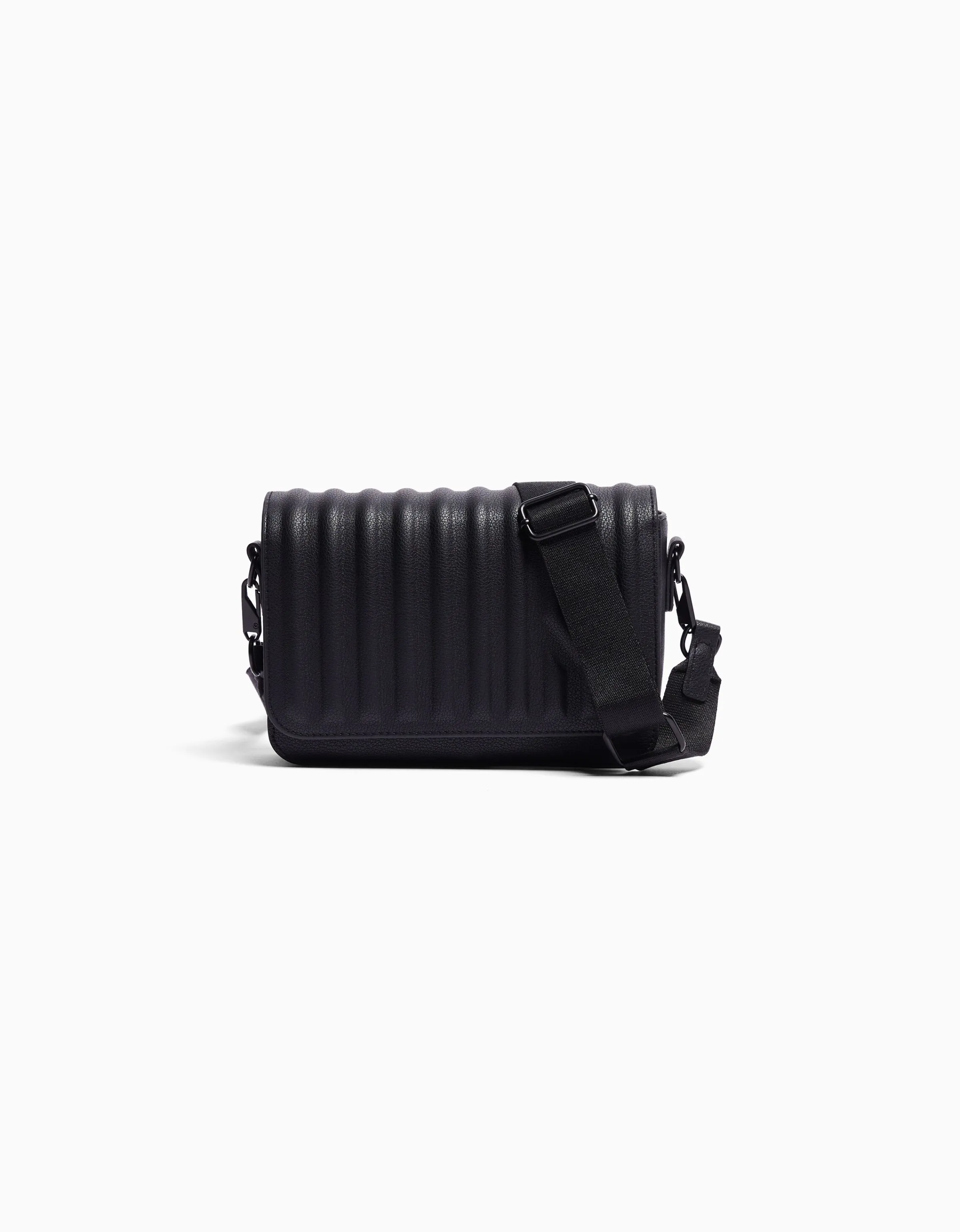 BERSHKA Bolso crossbody efecto piel Negro New