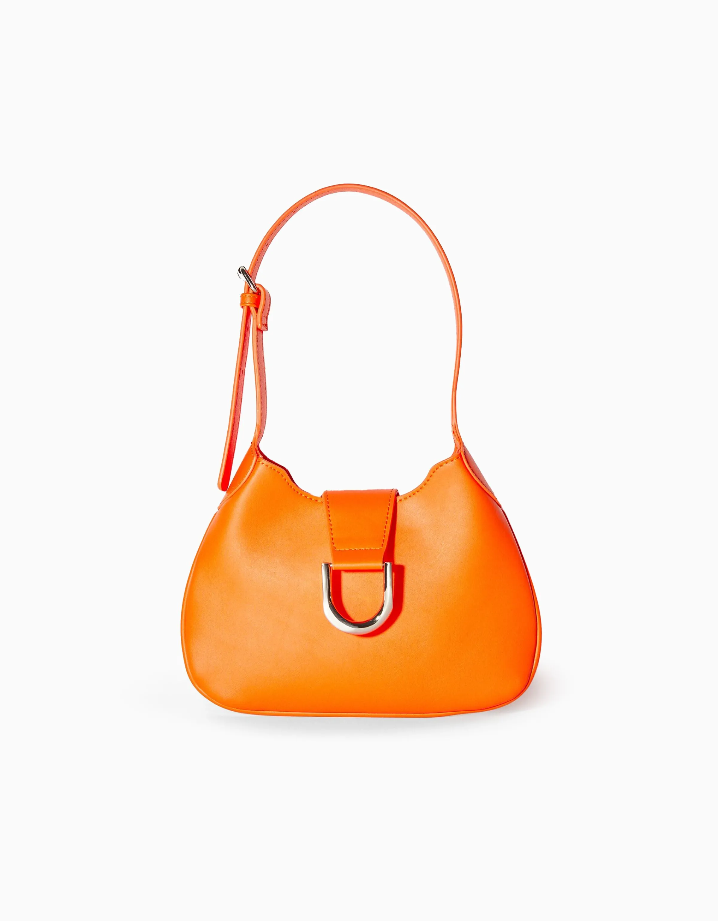 BERSHKA Bolso hombro hebilla efecto plata Naranja Best Sale