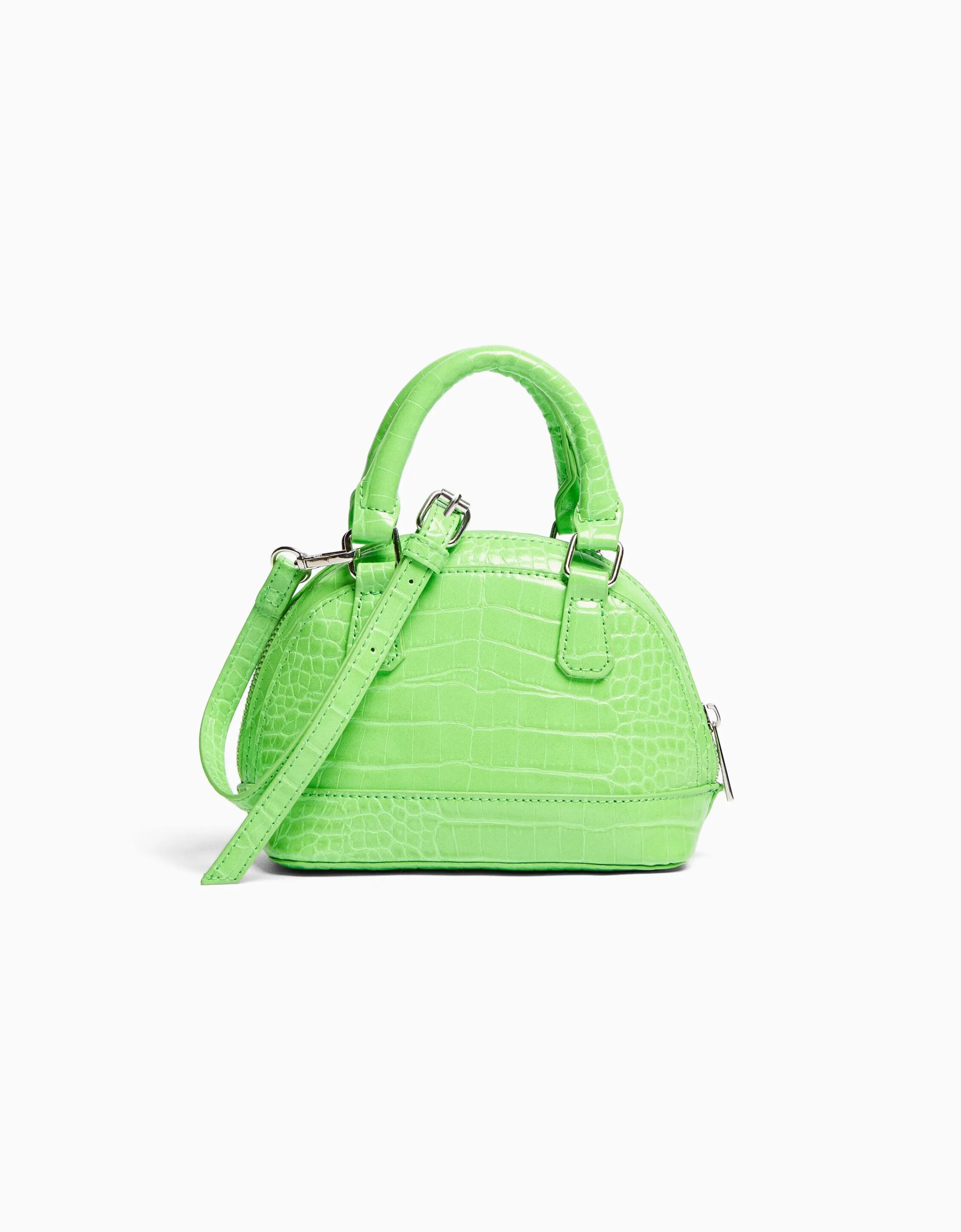 BERSHKA Bolso mini asa efecto cocodrilo Verde Hot