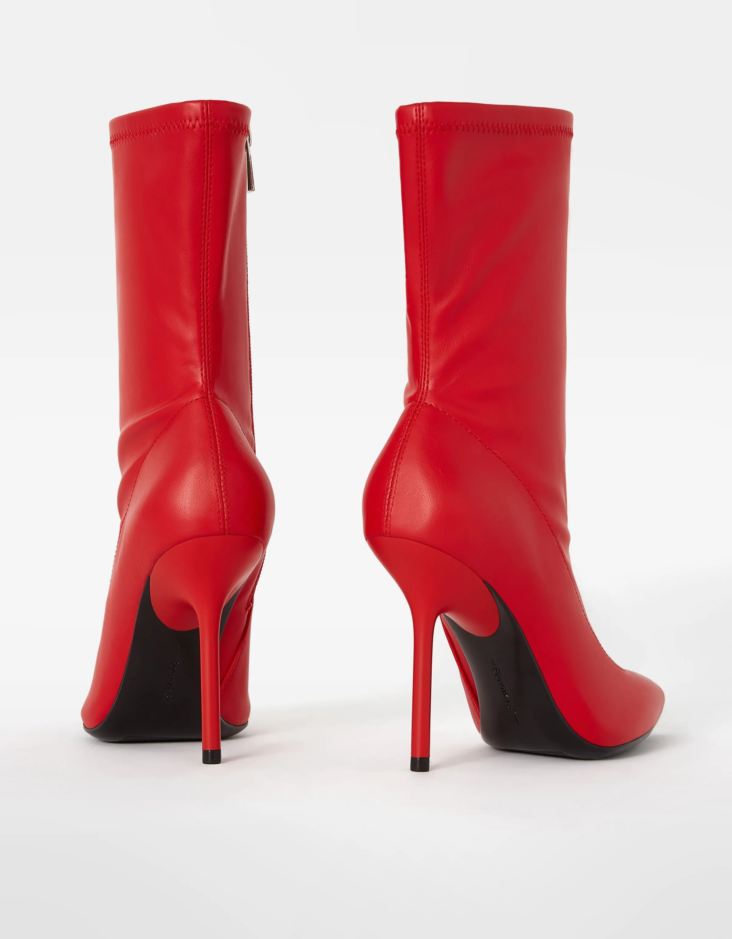 BERSHKA Botines tacón ajustados Rojo Best