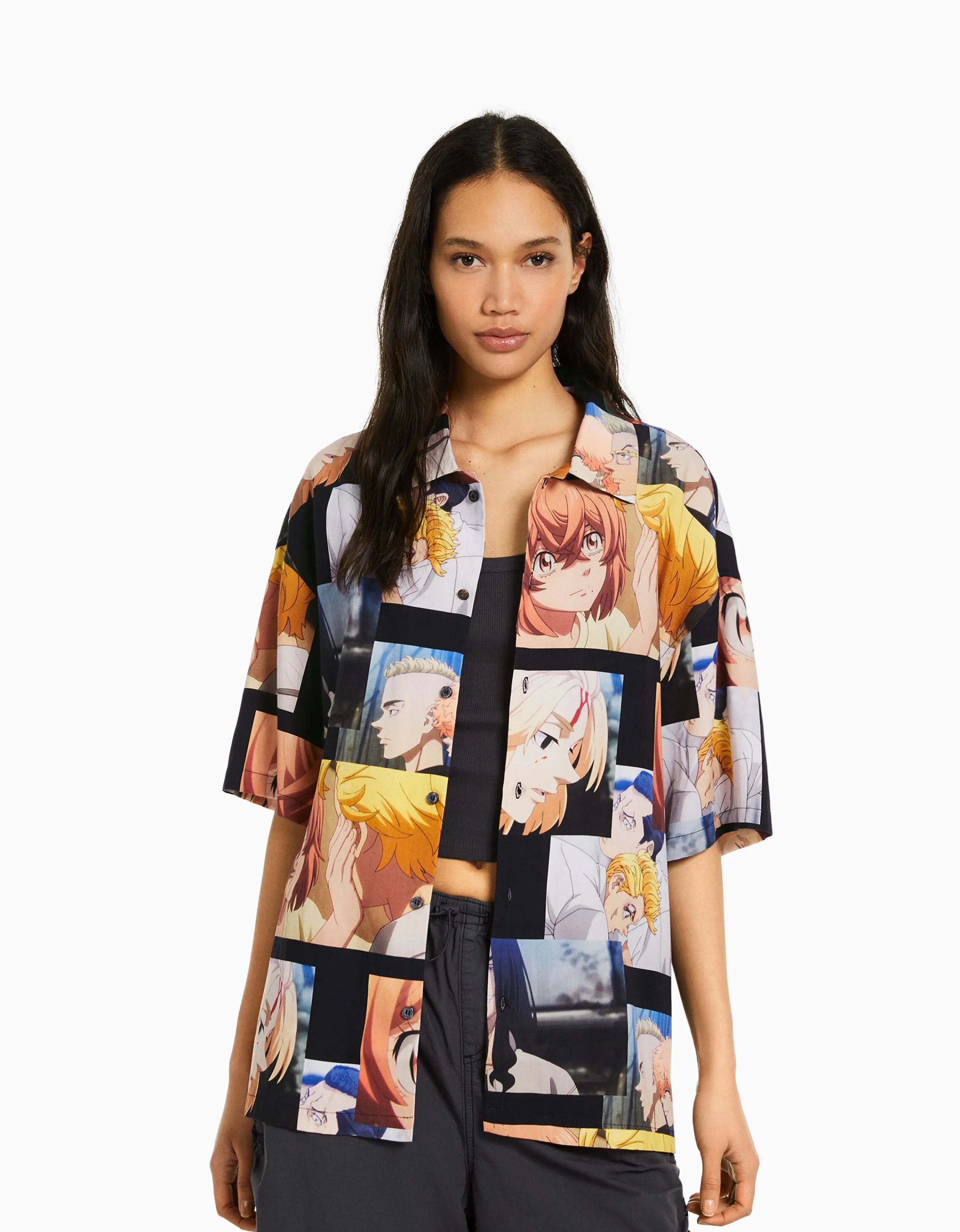 BERSHKA Camisa manga corta print TOKYO REVENGERS Multicolor Fashion