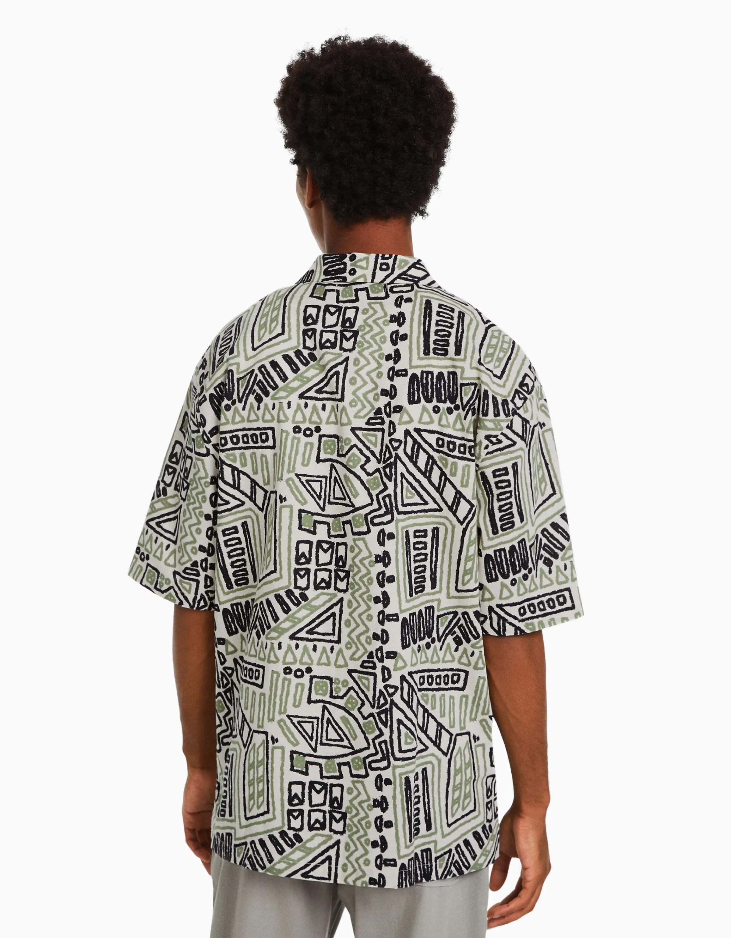 BERSHKA Camisa manga corta rústica Multicolor Sale