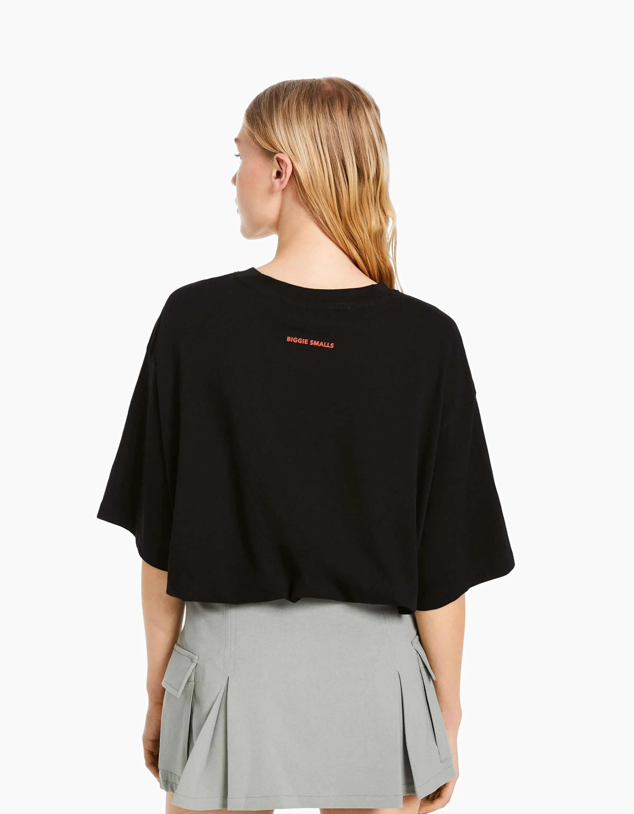 BERSHKA Camiseta manga corta boxy fit print The Notorious B.I.G. Negro Sale