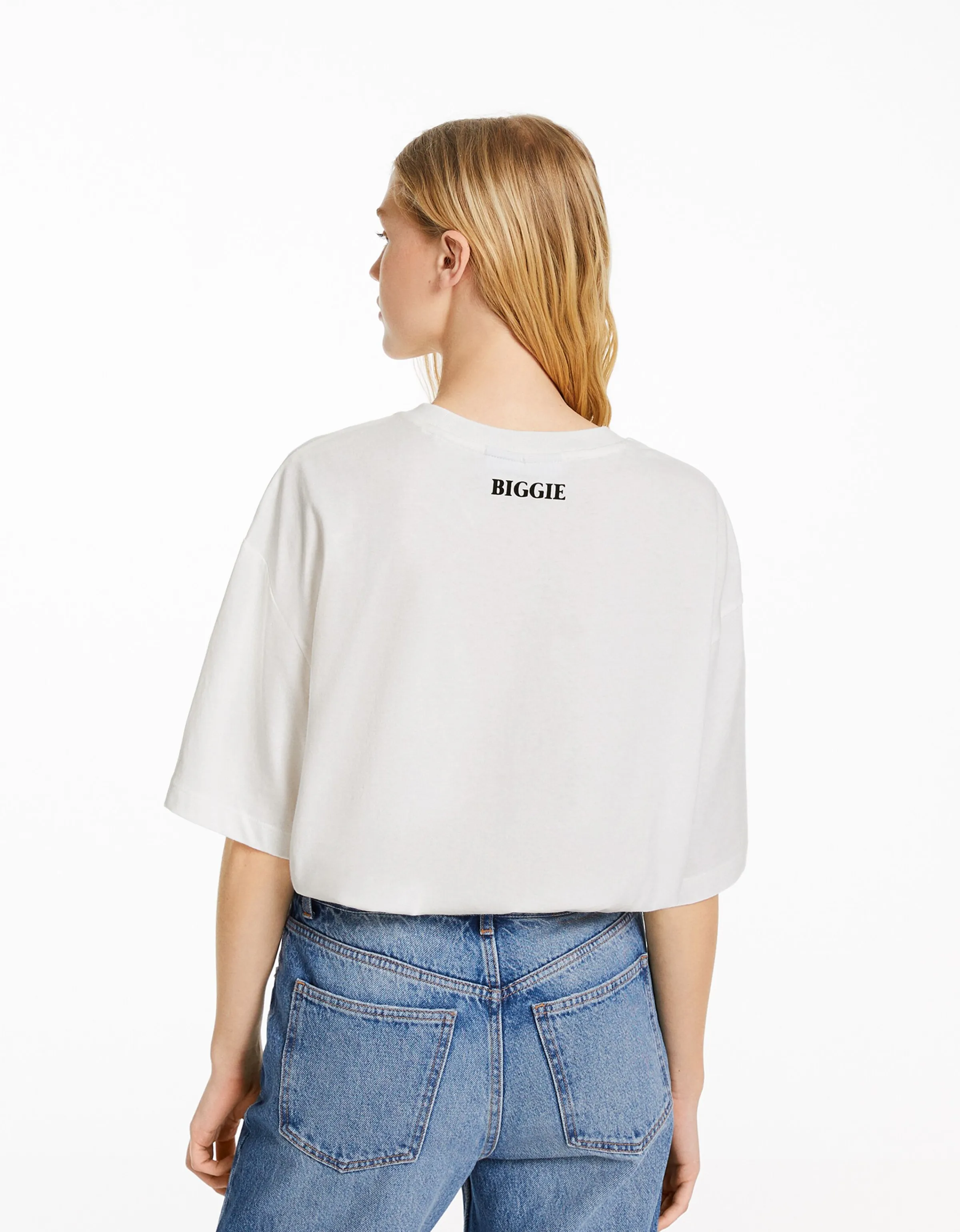 BERSHKA Camiseta manga corta boxy fit The Notorious B.I.G. Blanco Store