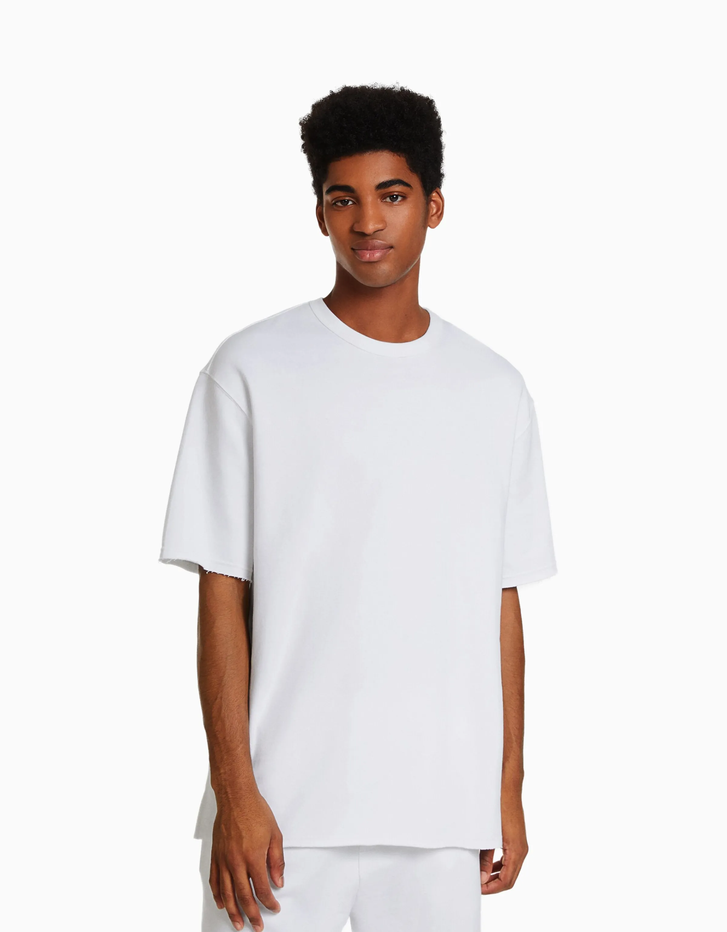 BERSHKA Camiseta manga corta efecto lavado Negro Discount