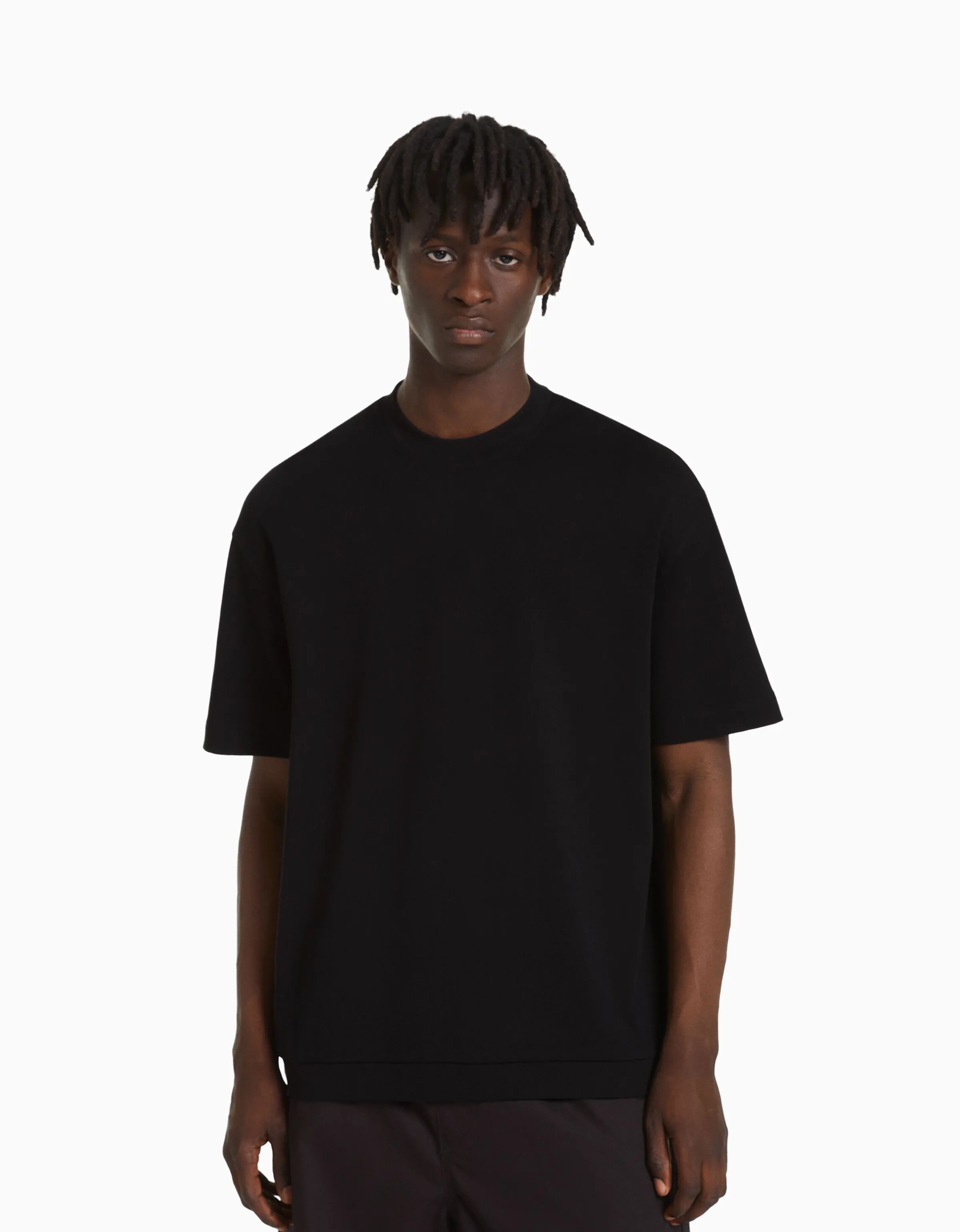 BERSHKA Camiseta manga corta interlock Negro Flash Sale