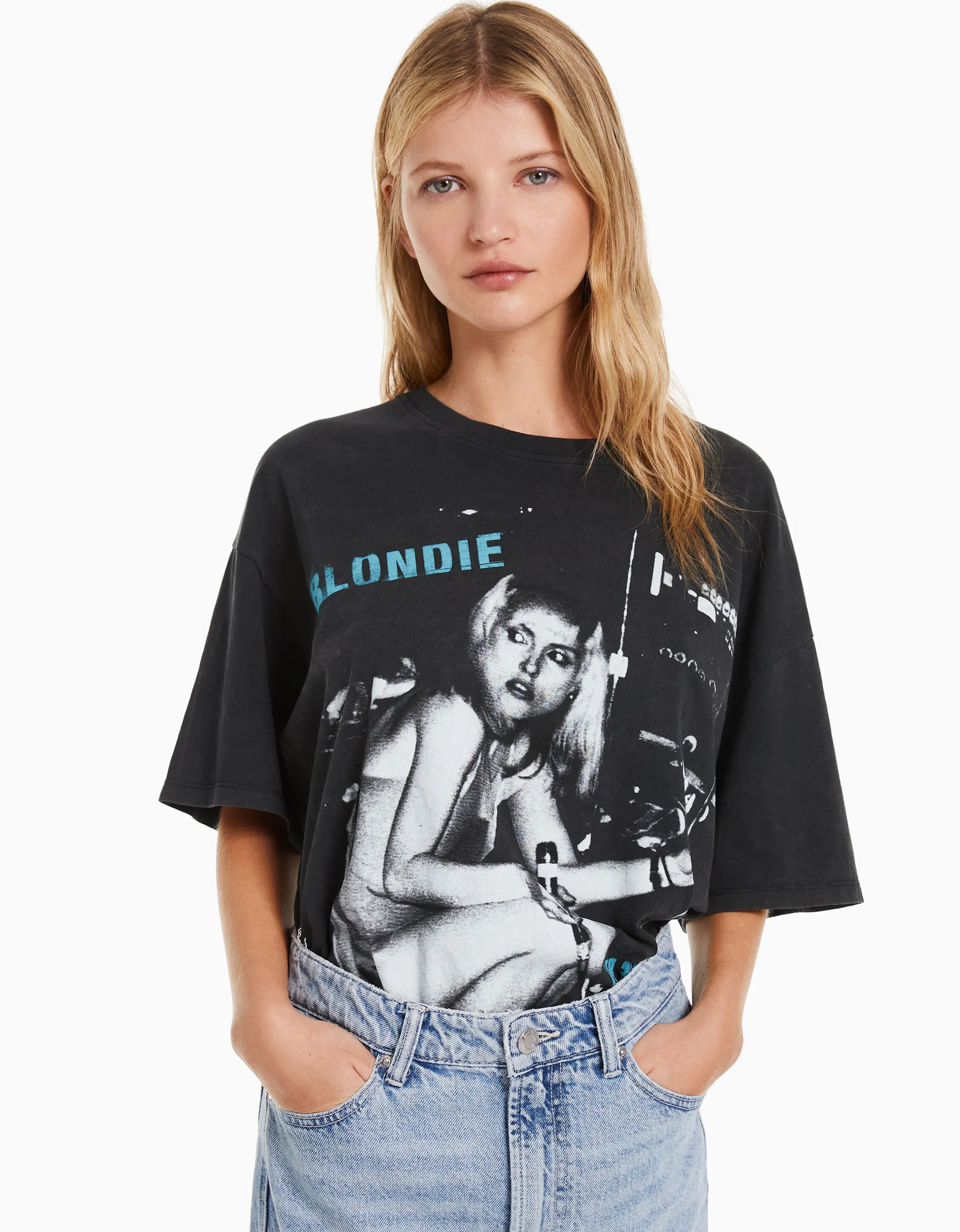 BERSHKA Camiseta manga corta print Blondie Negro Discount