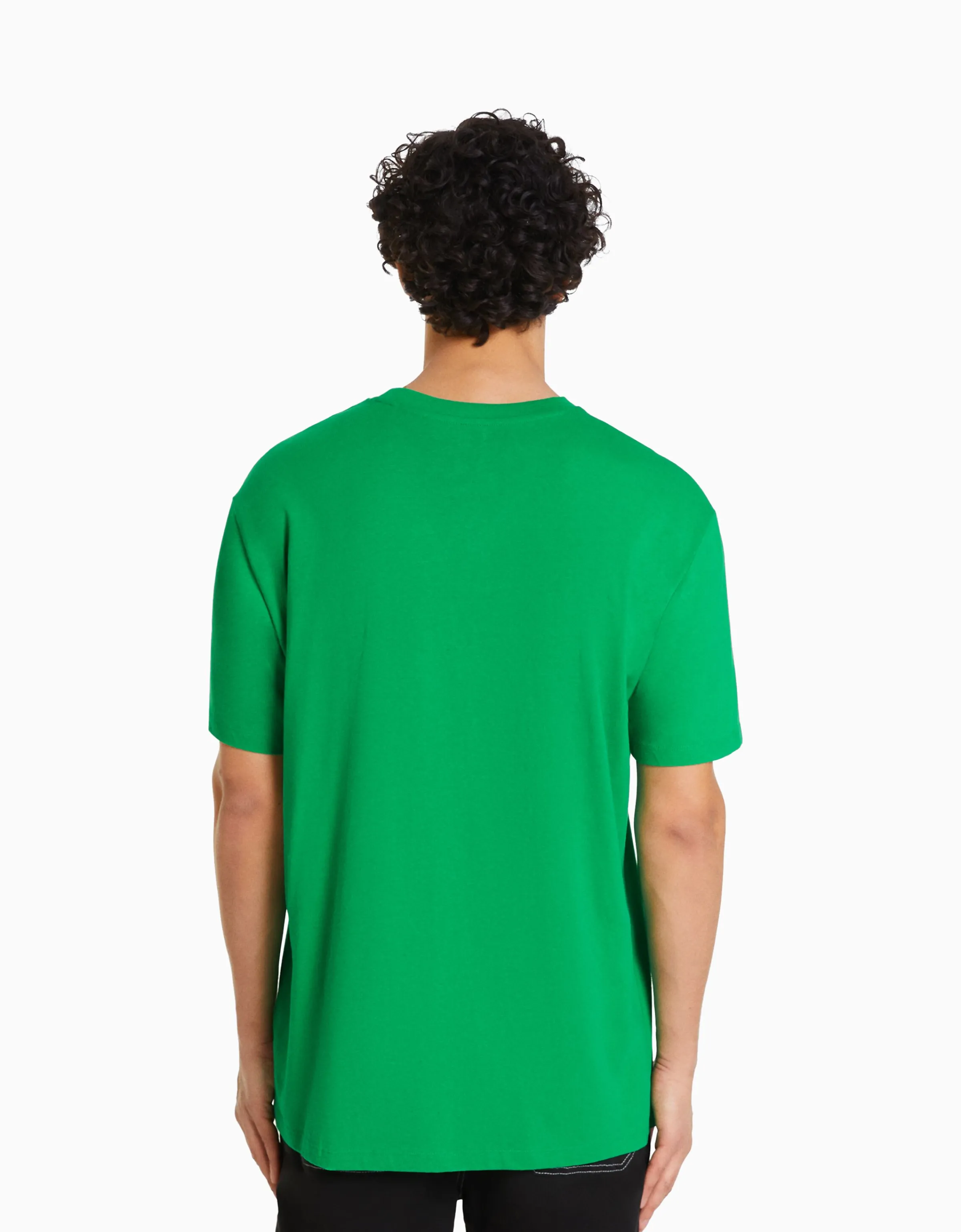 BERSHKA Camiseta manga corta regular fit Verde Best