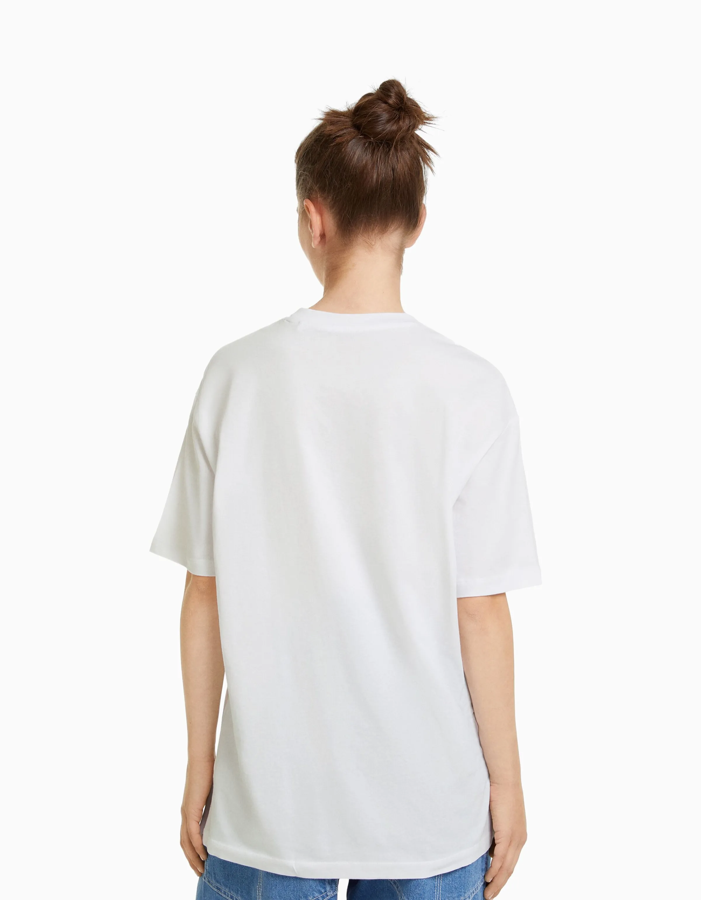 BERSHKA Camiseta manga corta regular fit Blanco Shop