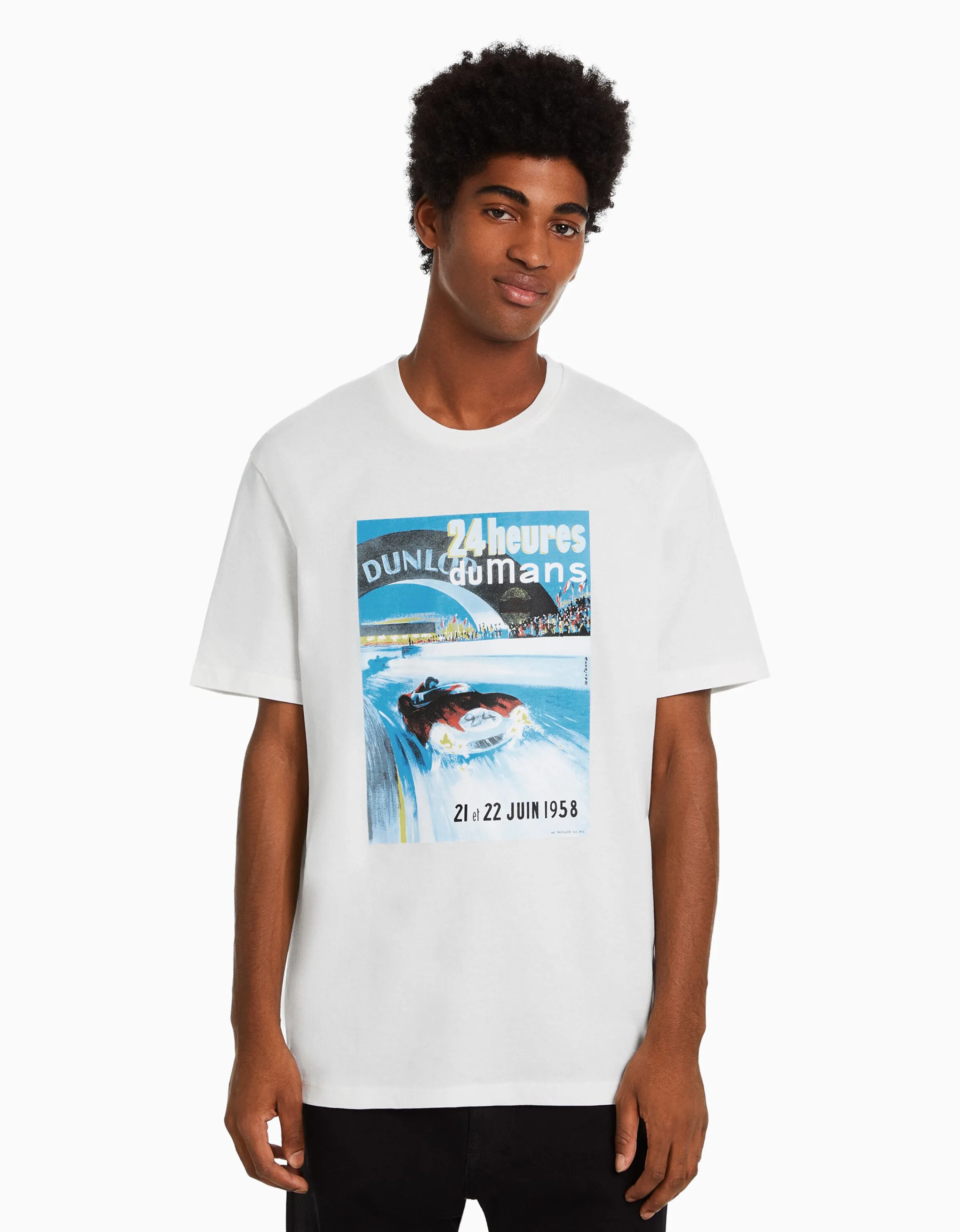BERSHKA Camiseta manga corta regular fit 24h LE MANS Camel Best Sale