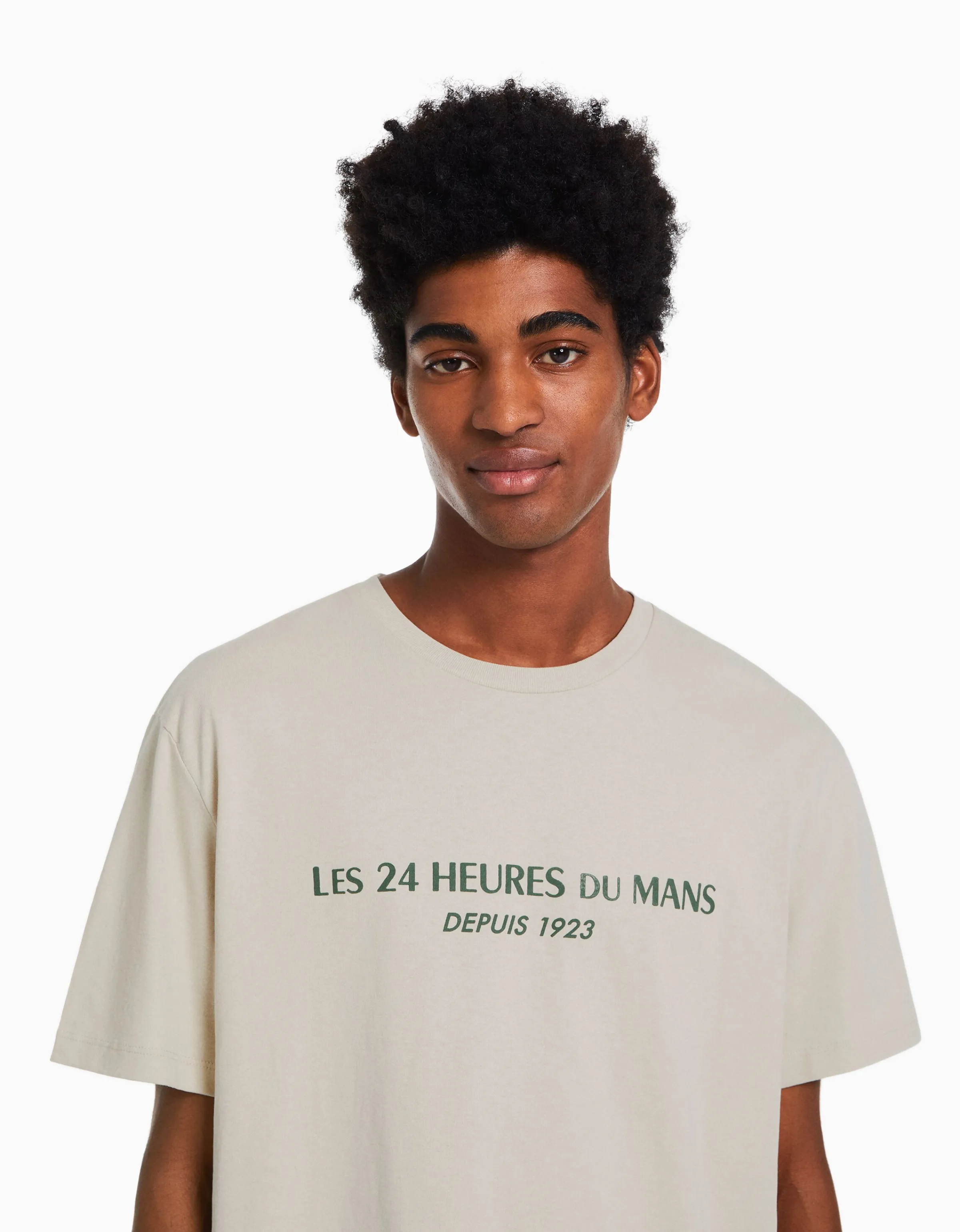 BERSHKA Camiseta manga corta regular fit 24h LE MANS Camel Best Sale
