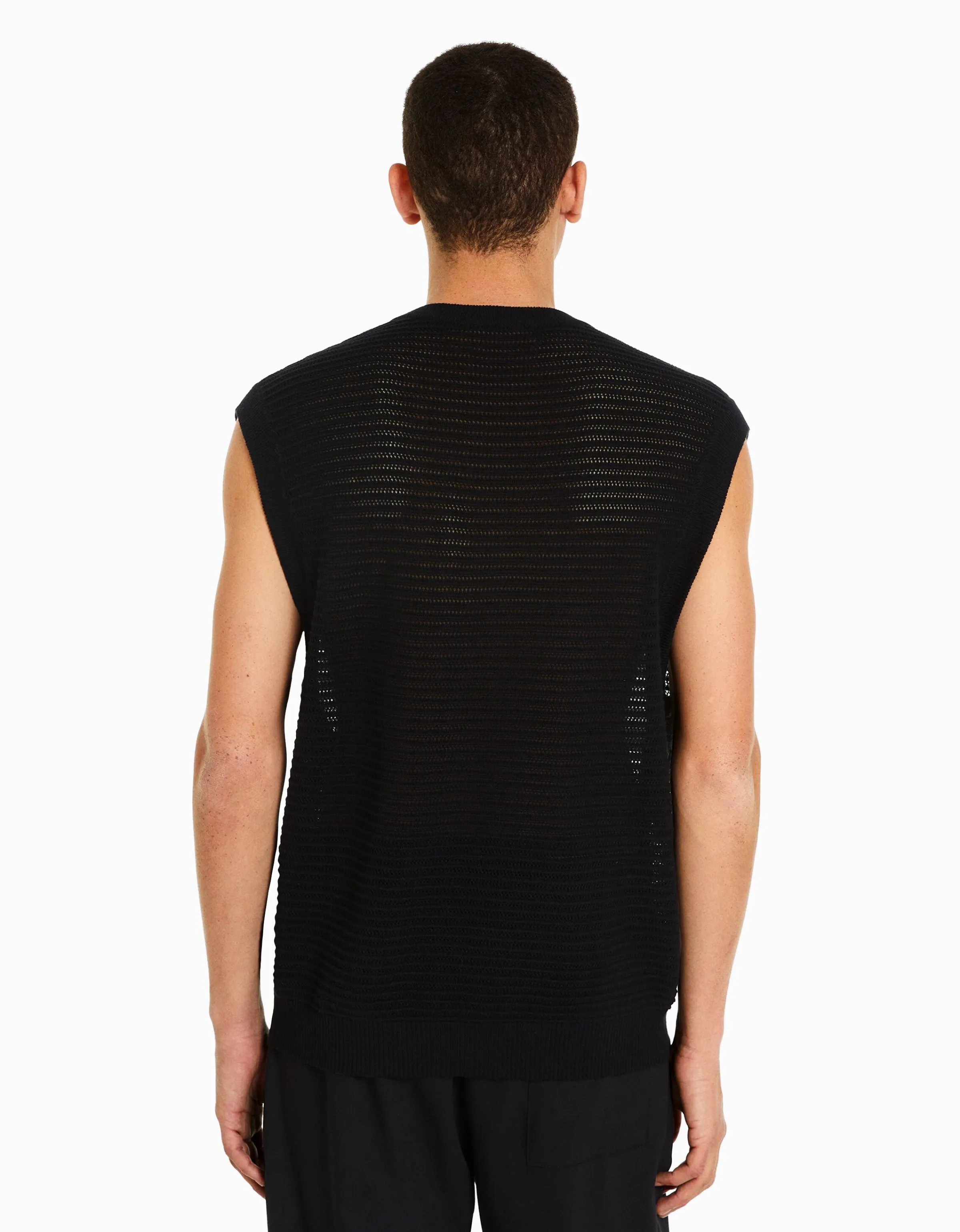 BERSHKA Chaleco mesh Negro Cheap