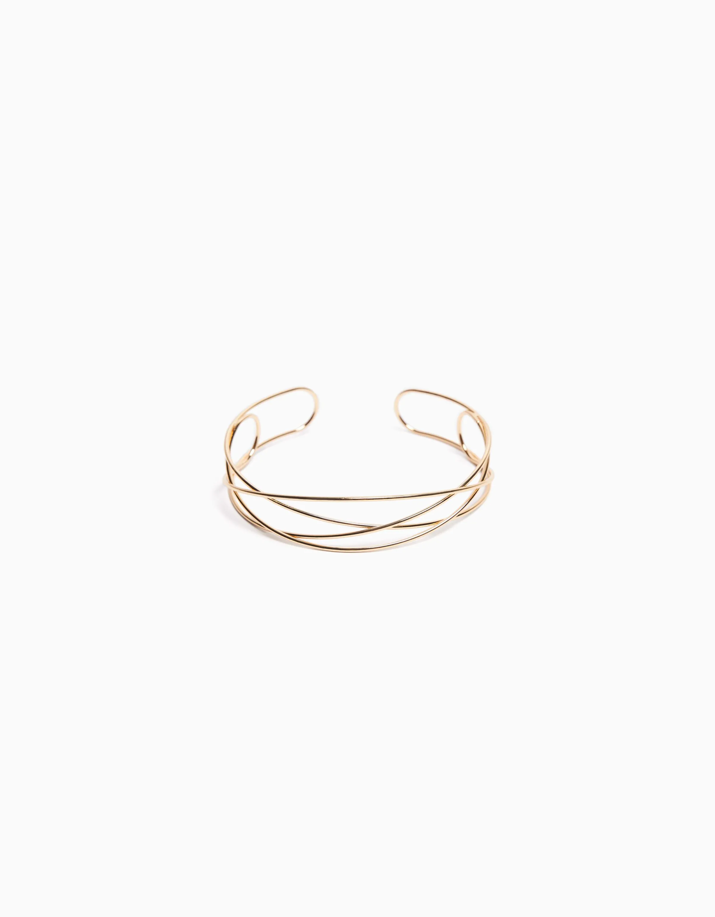 BERSHKA Collar choker trenzado Oro Fashion