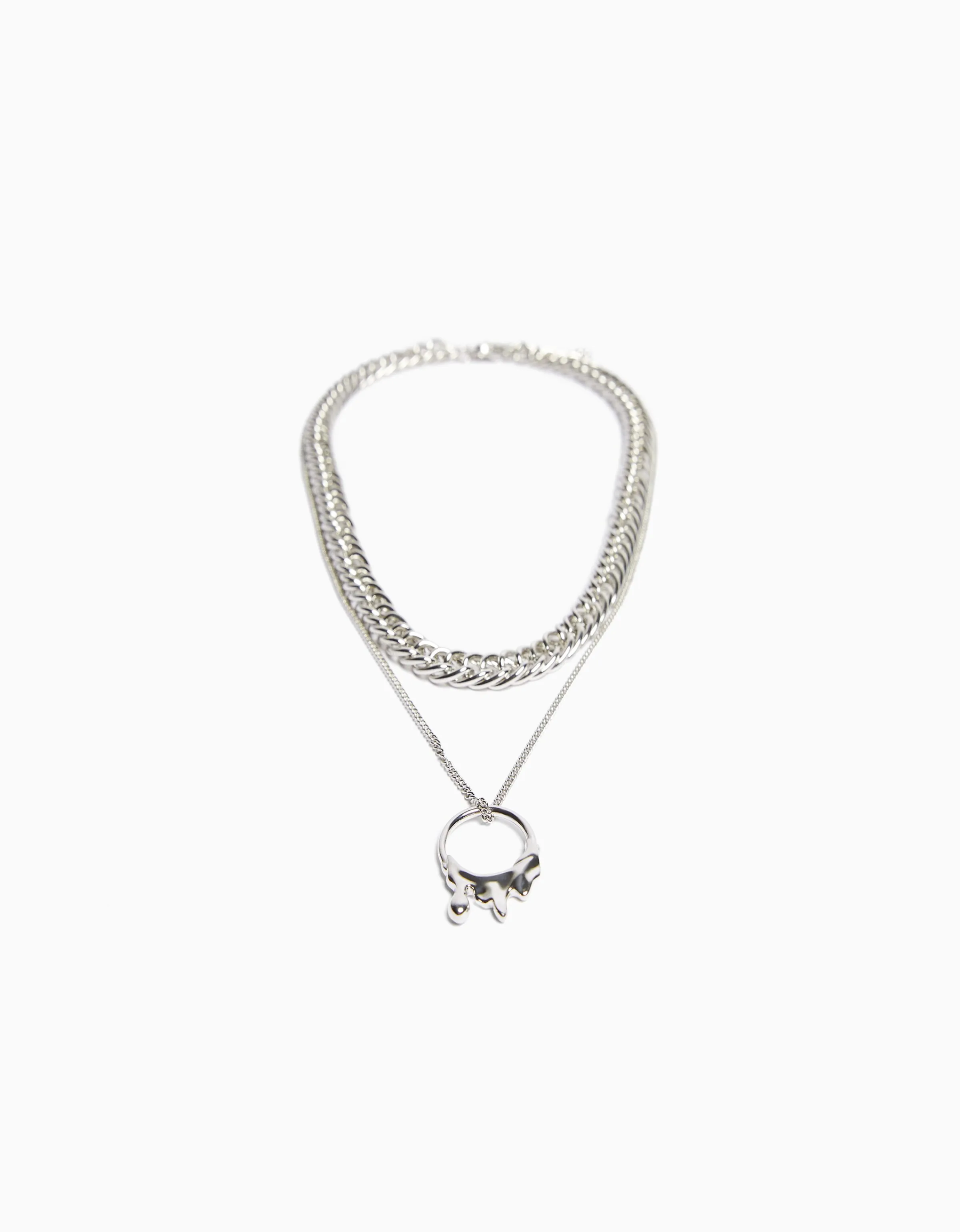 BERSHKA Collar colgante Plata New