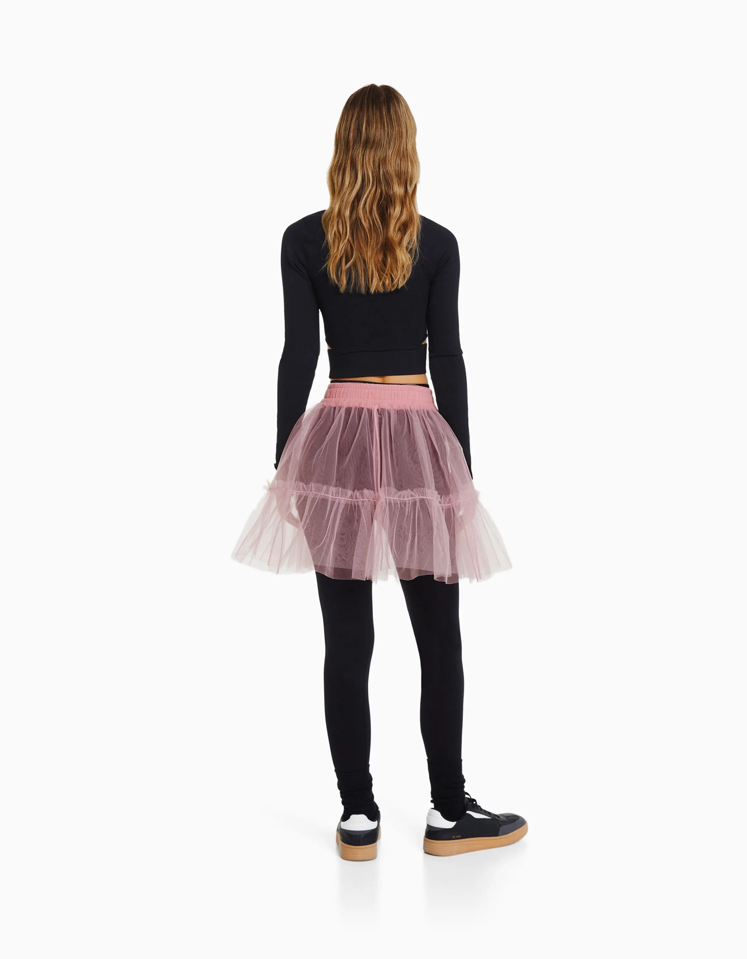 BERSHKA Falda mini tul bailarina Rosa Fashion