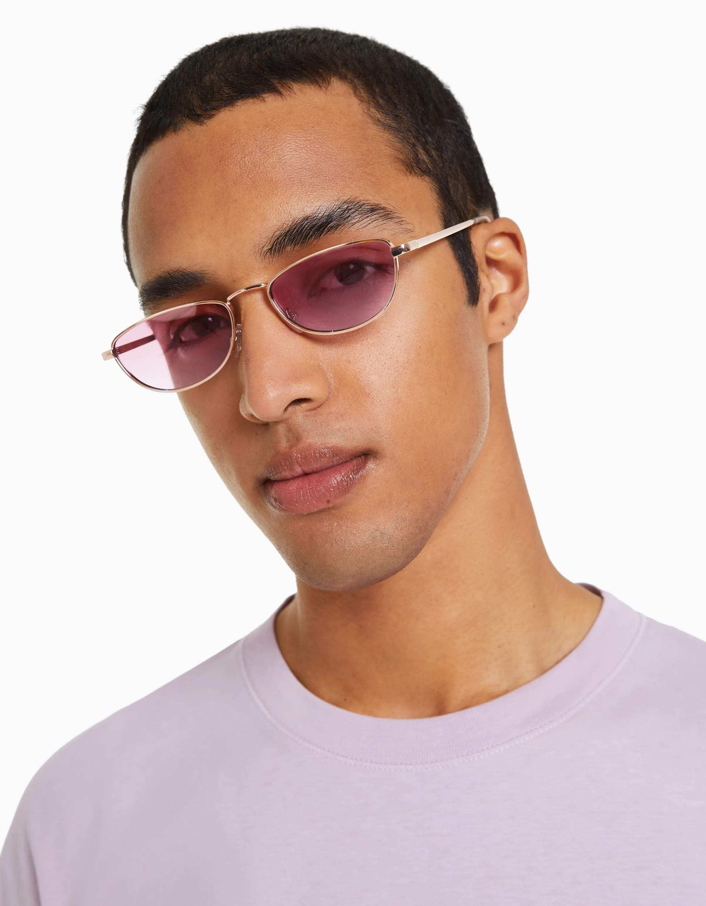 BERSHKA Gafas de sol ovaladas Granate Cheap