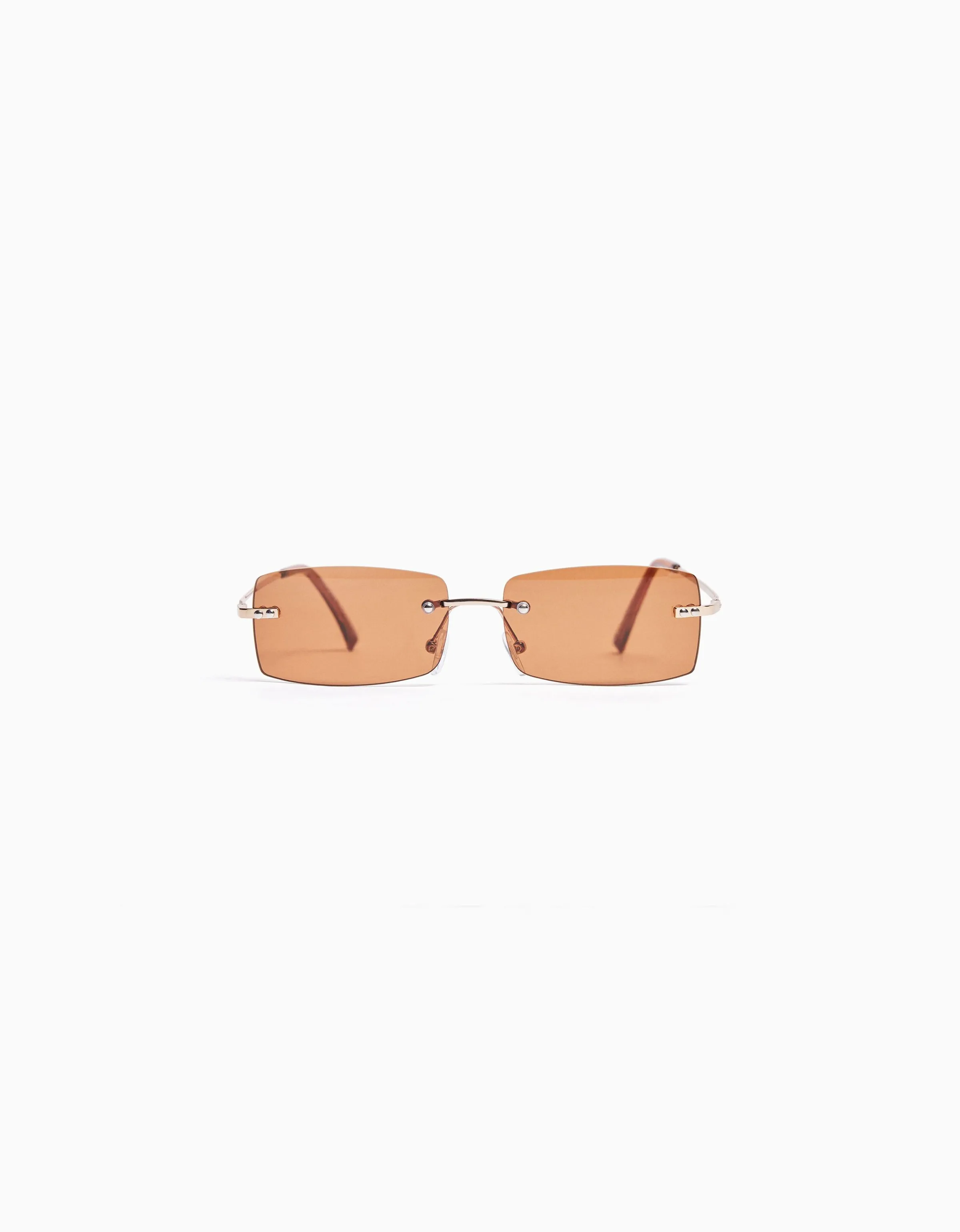 BERSHKA Gafas rectangular sin marco Marrón Clearance