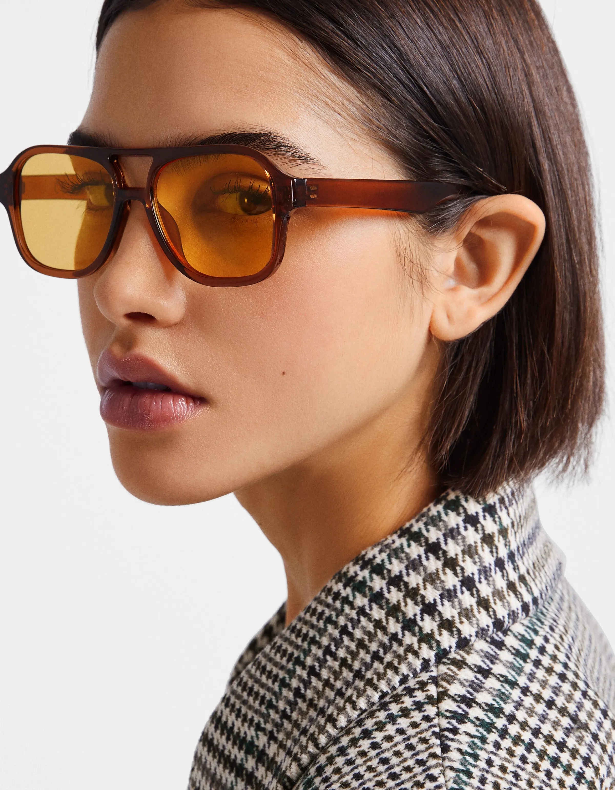 BERSHKA Gafas retro efecto carey Marrón Shop