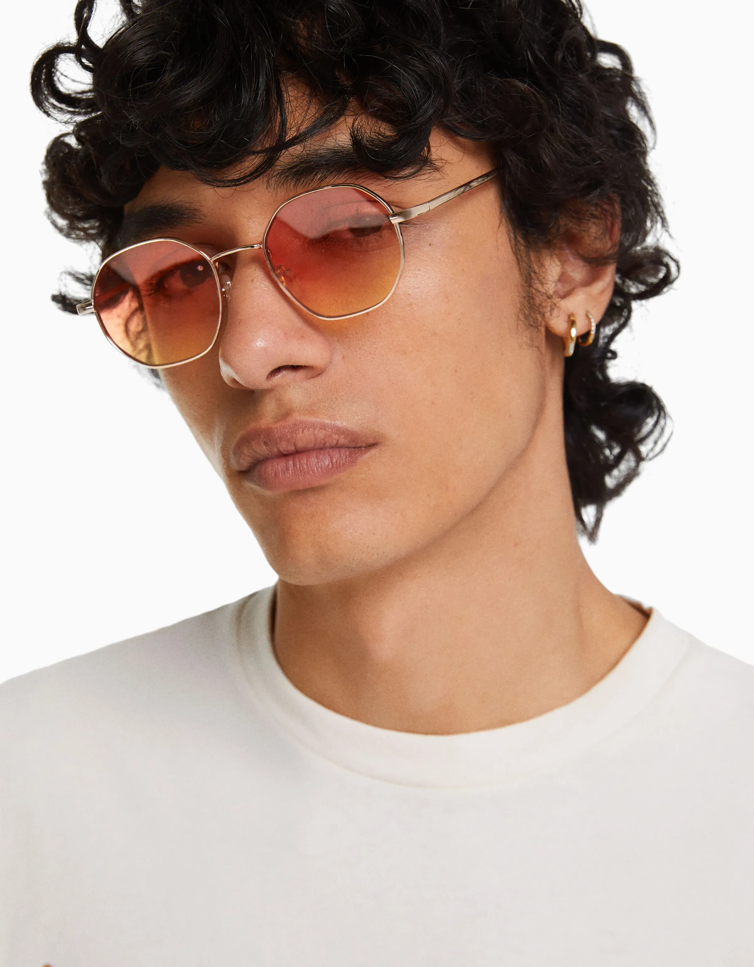 BERSHKA Gafas sol montura metálica Amarillo Best