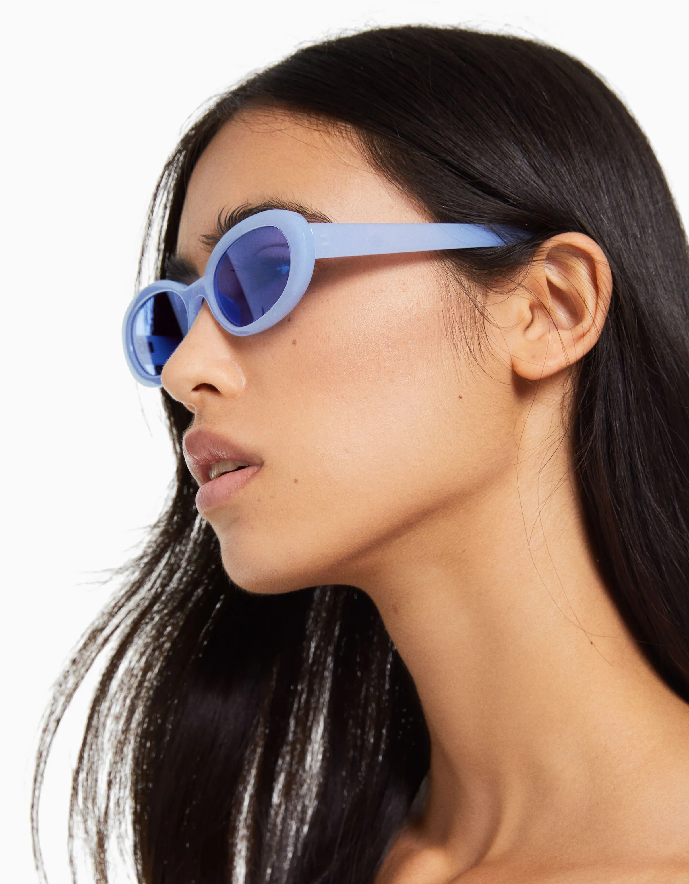 BERSHKA Gafas sol ovaladas color Azul Best Sale