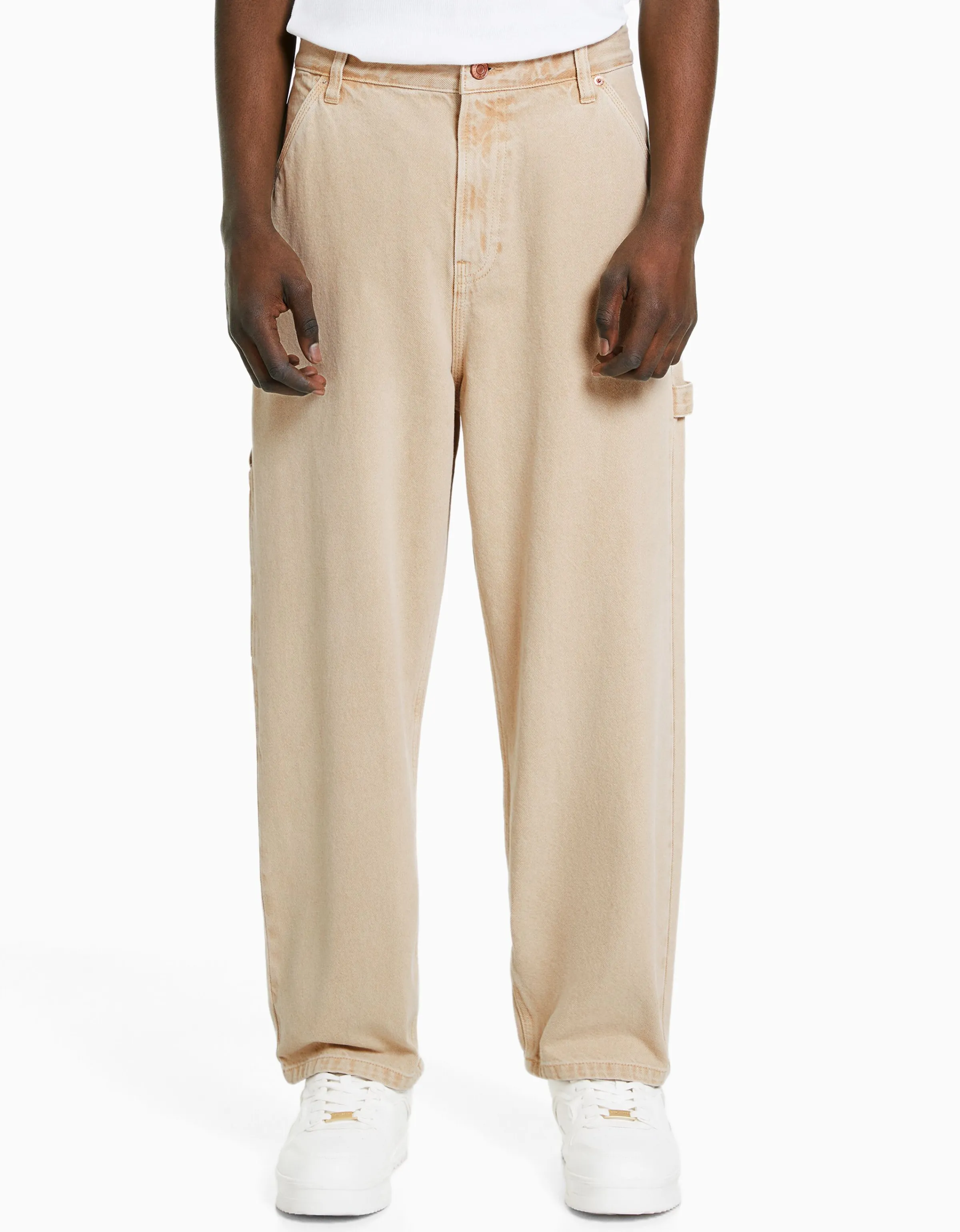 BERSHKA Jeans baggy carpenter Camel Outlet