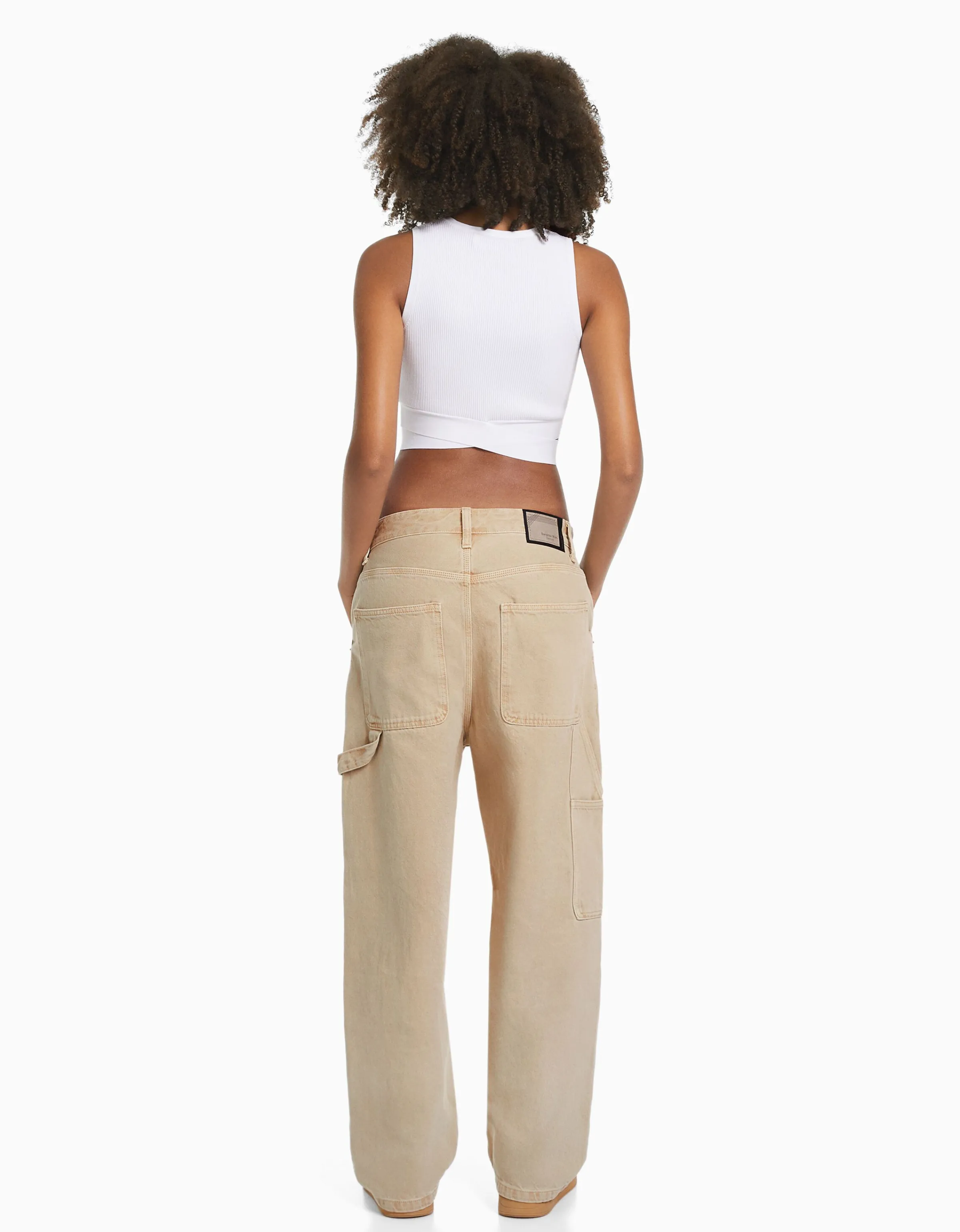 BERSHKA Jeans baggy carpenter Blanco roto Store