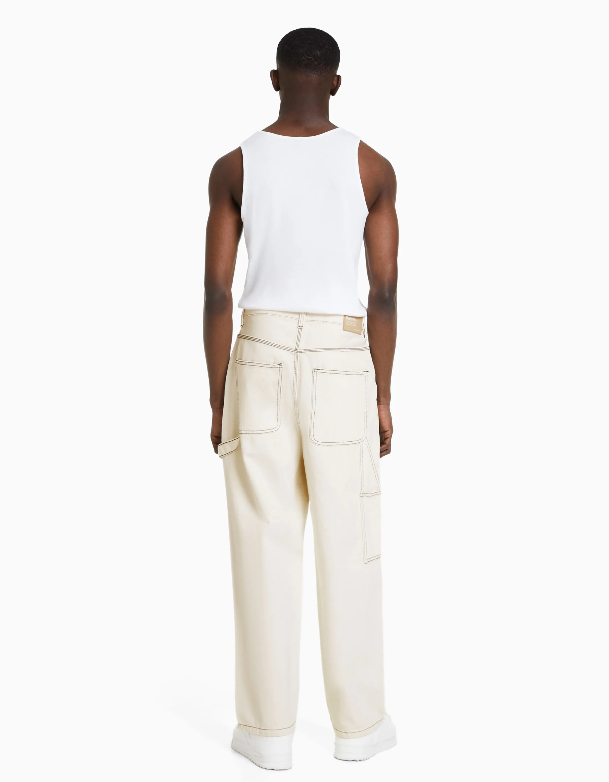 BERSHKA Jeans carpenter Blanco roto Cheap