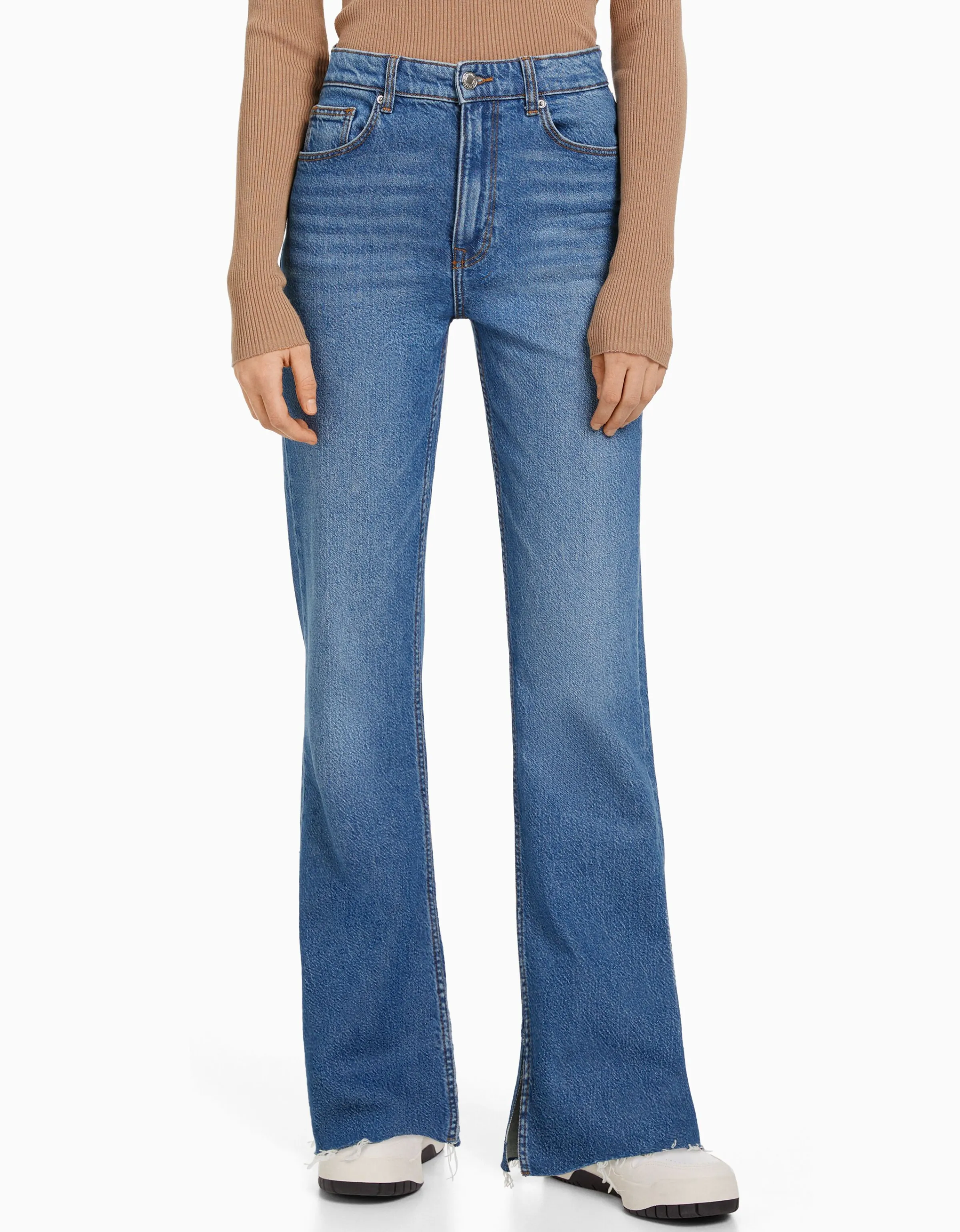 BERSHKA Jeans confort abertura lateral Azul Shop