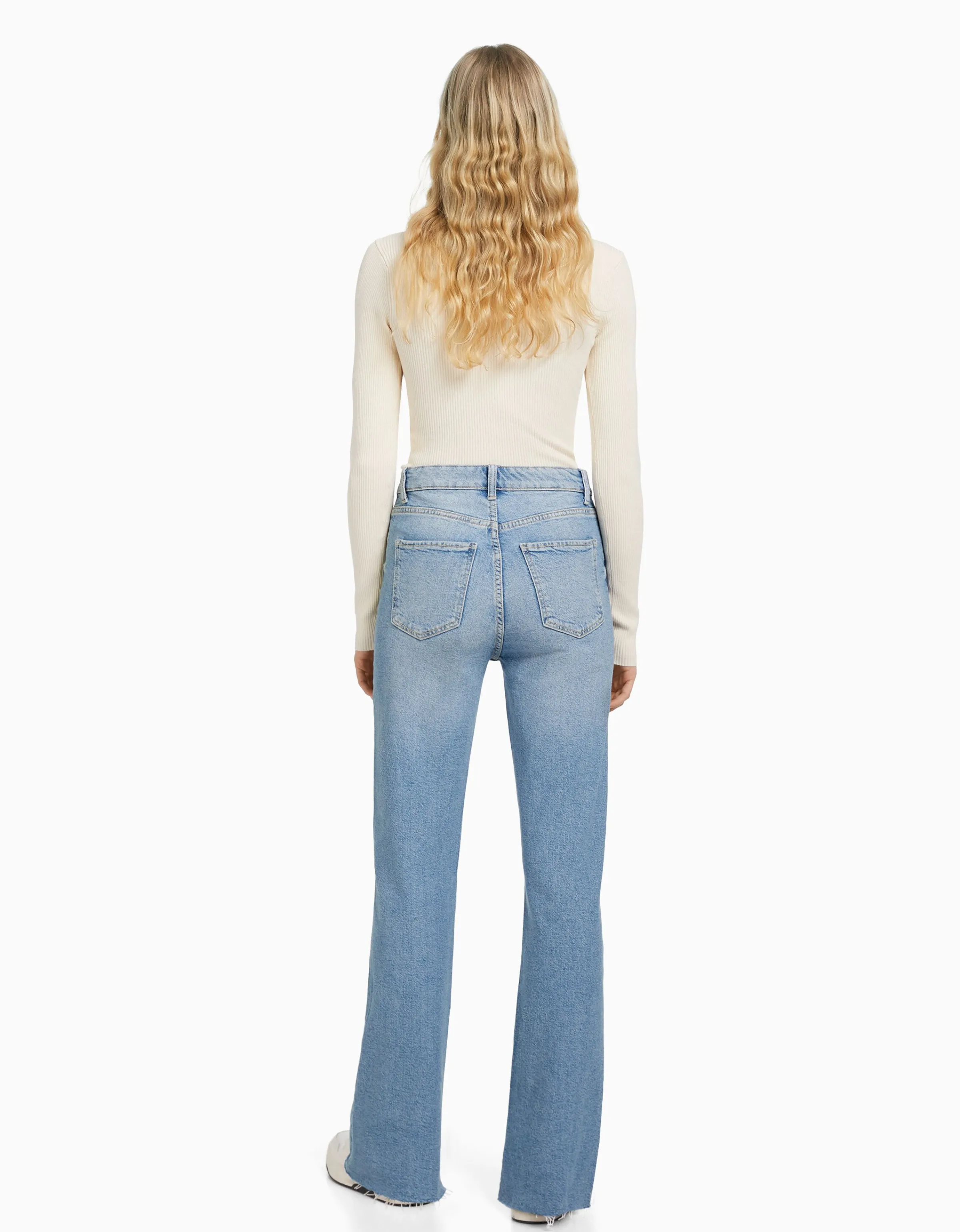 BERSHKA Jeans confort abertura lateral Azul Cheap