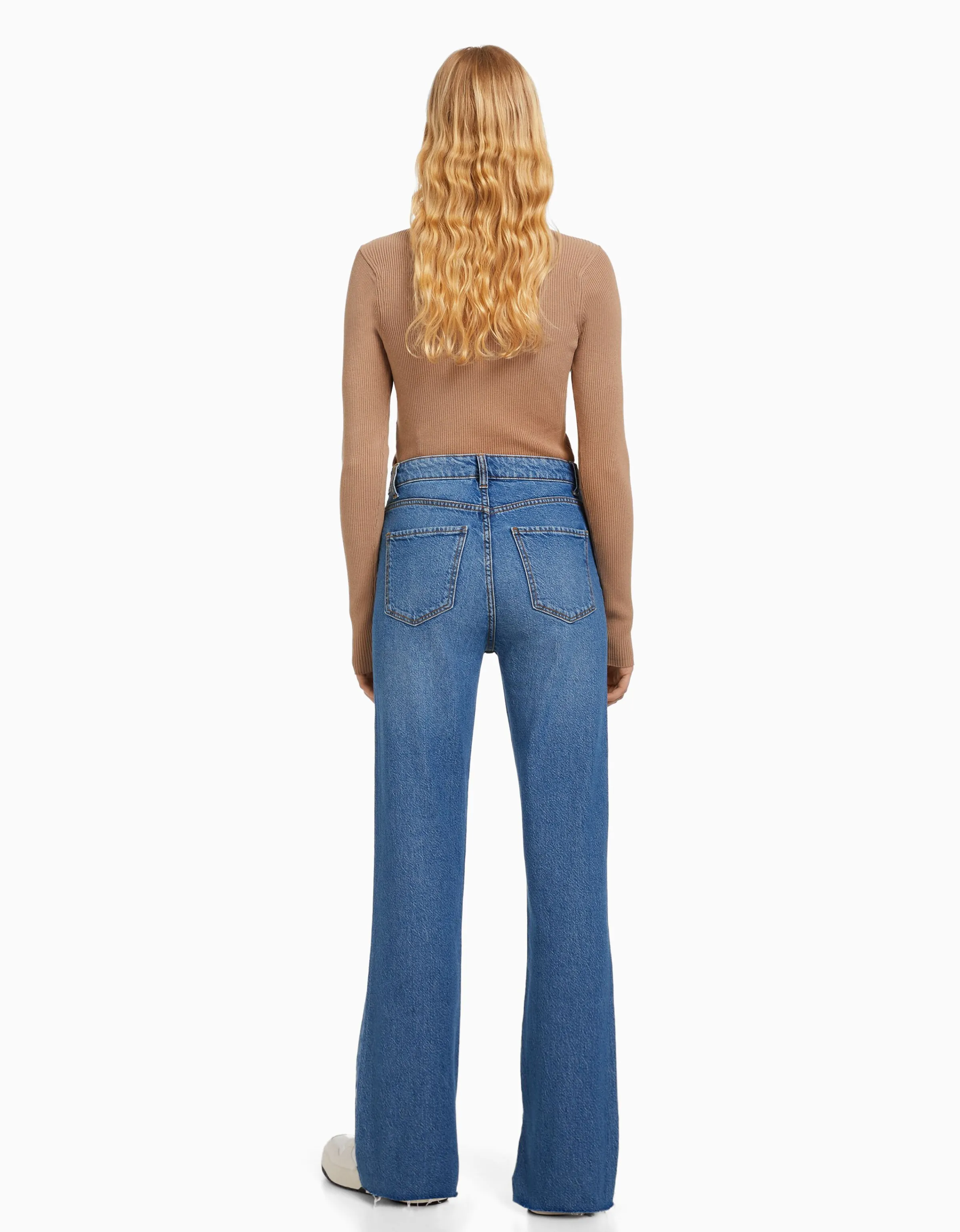 BERSHKA Jeans confort abertura lateral Azul Shop