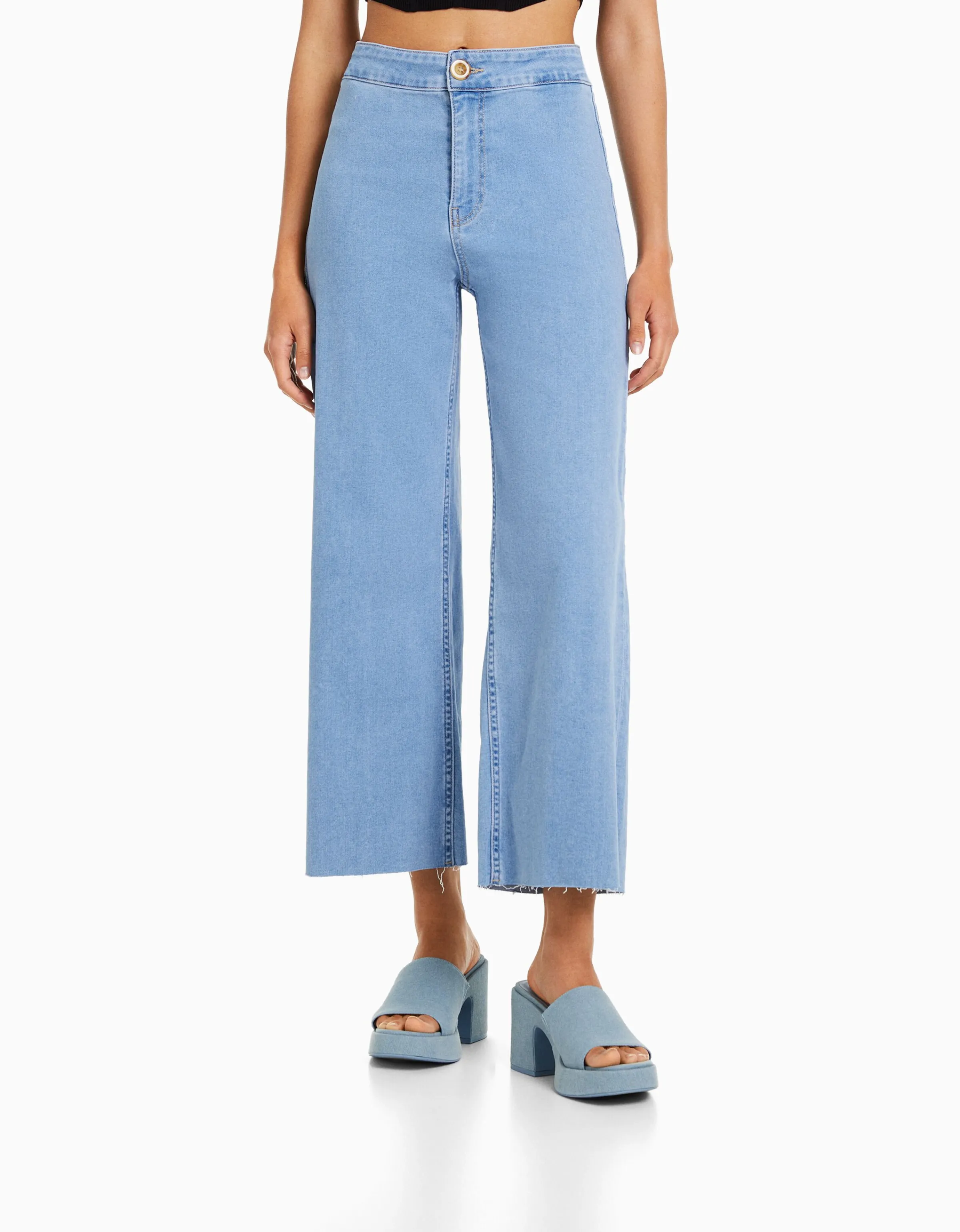 BERSHKA Jeans culotte Azul Discount