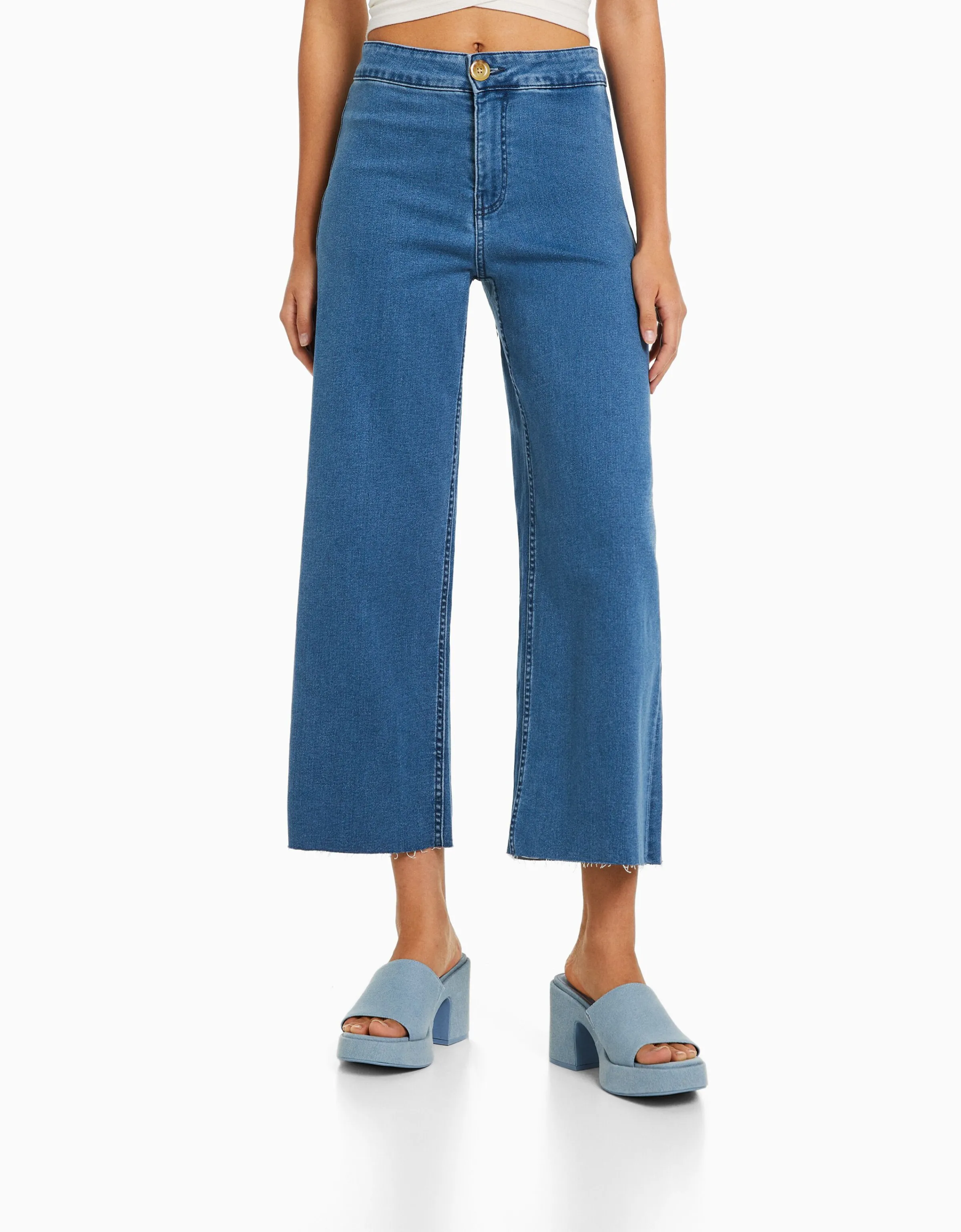 BERSHKA Jeans culotte Azul Sale