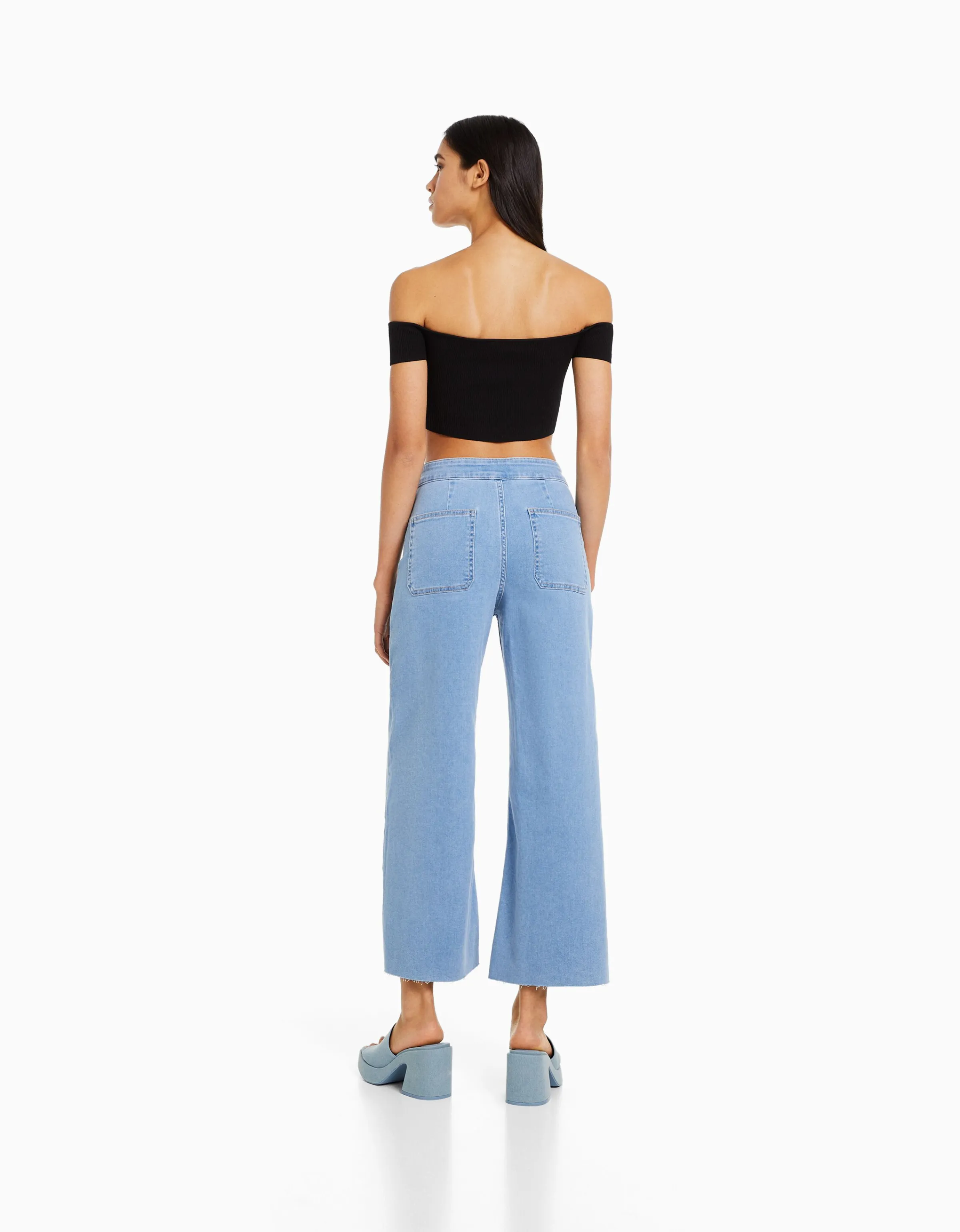 BERSHKA Jeans culotte Azul Discount