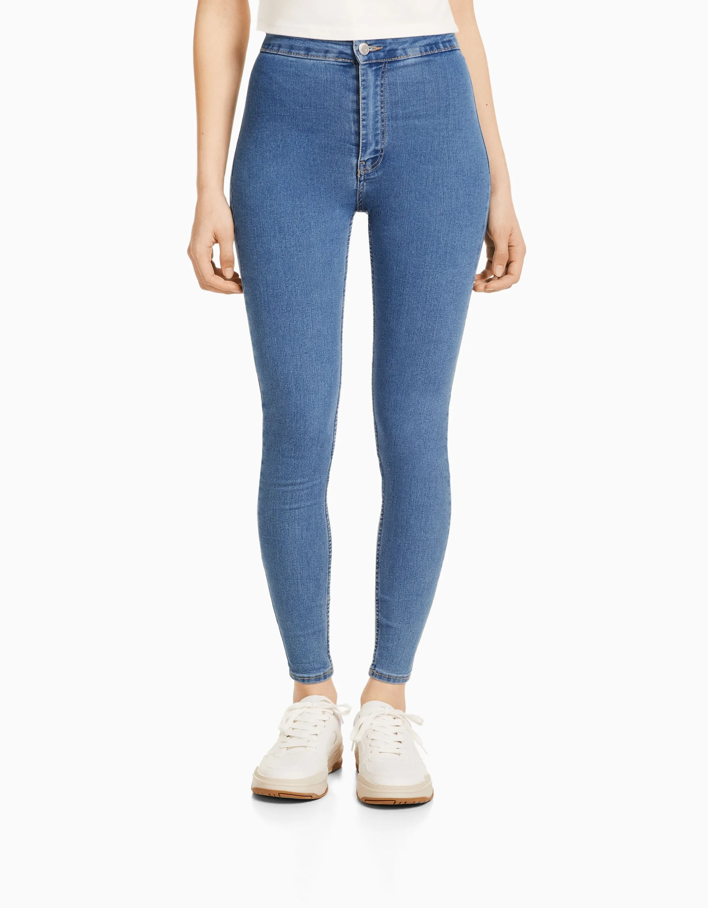 BERSHKA Jeans jegging super high waist Azul Store