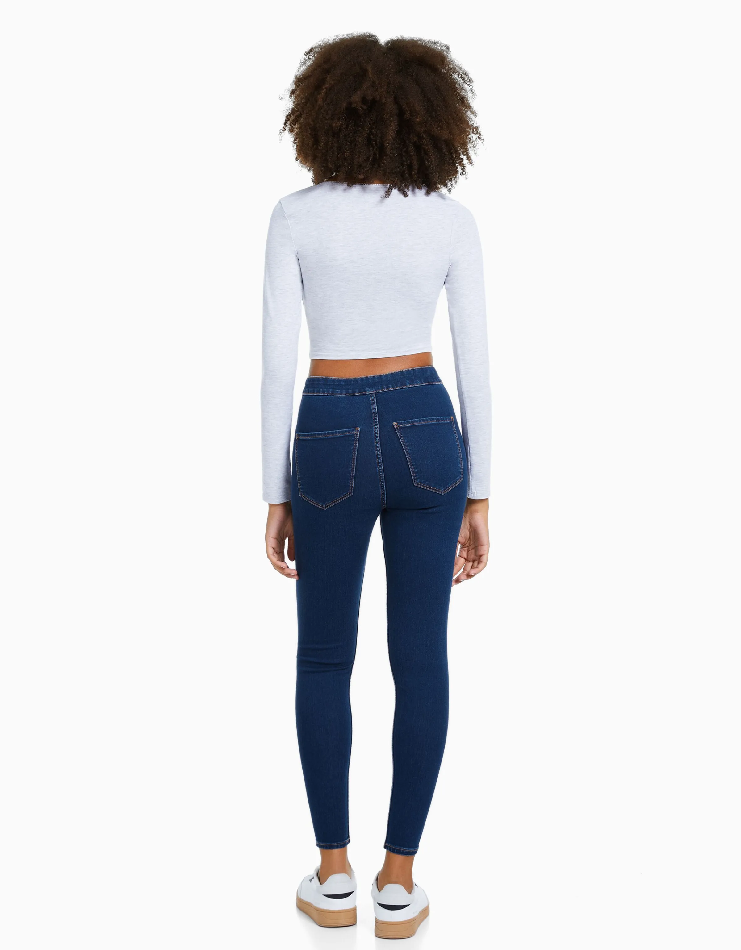 BERSHKA Jeans jegging super high waist Azul Store