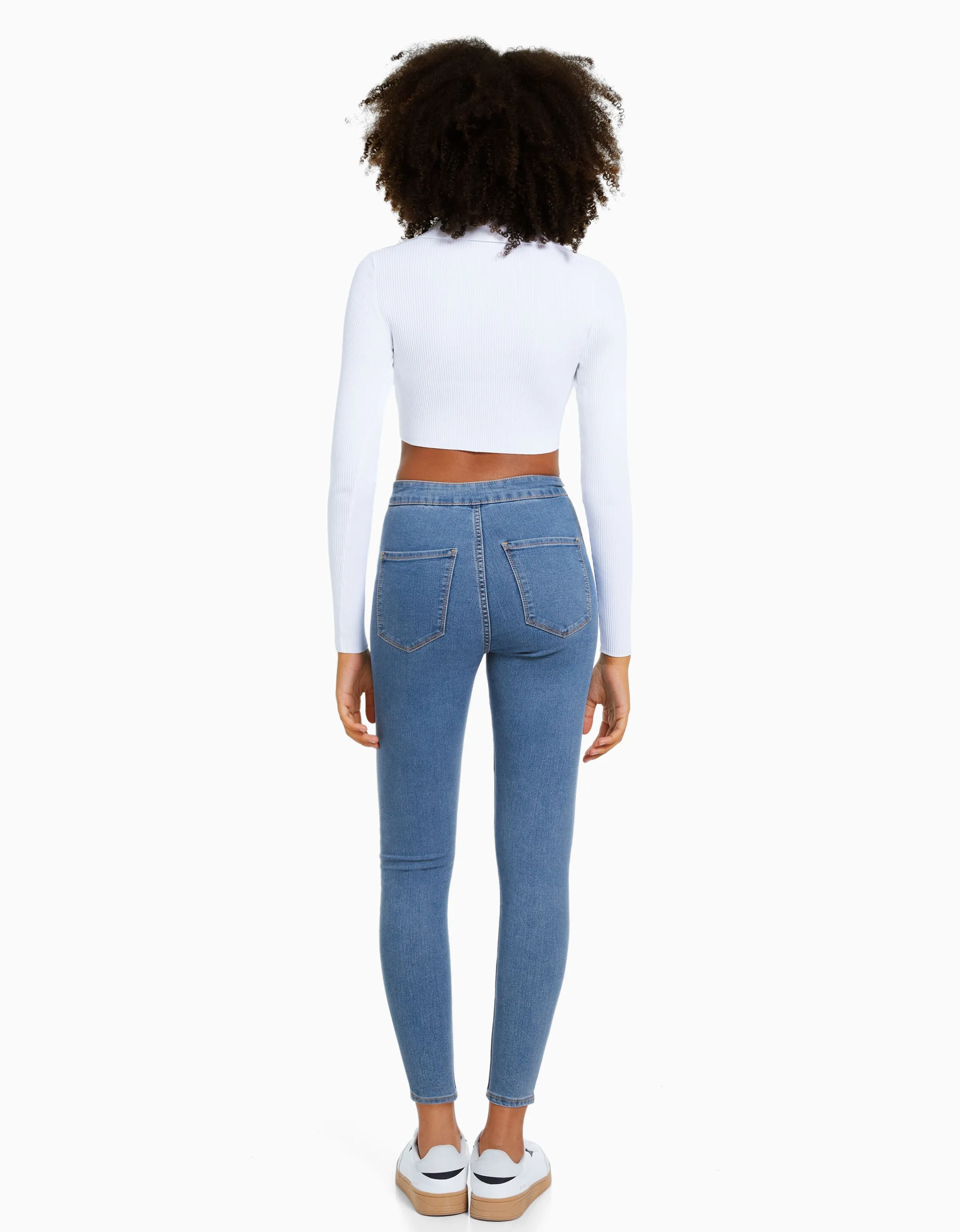 BERSHKA Jeans jegging super high waist Azul Store