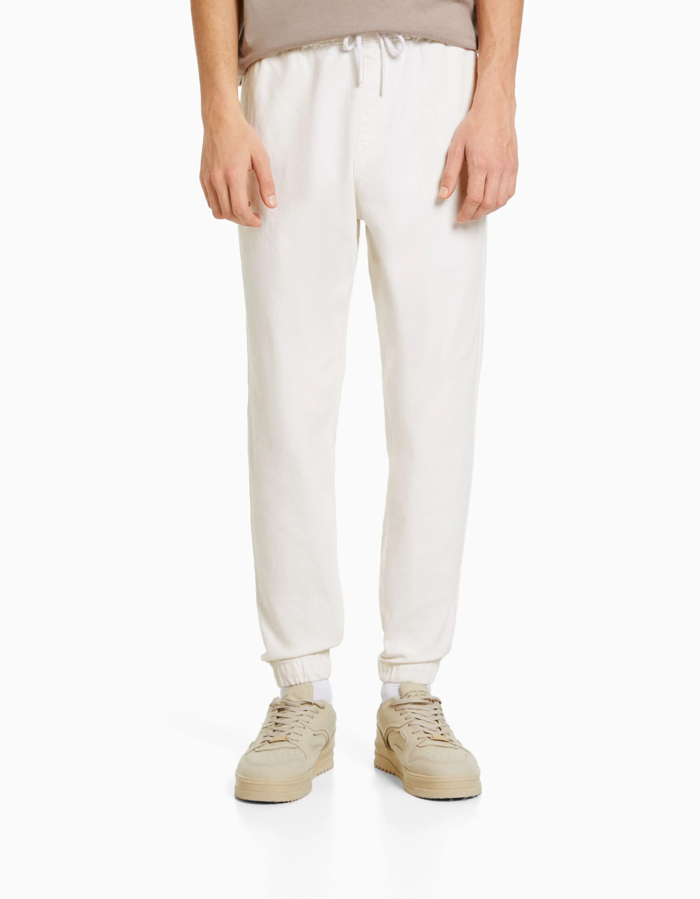 BERSHKA Jeans jogger color Blanco New