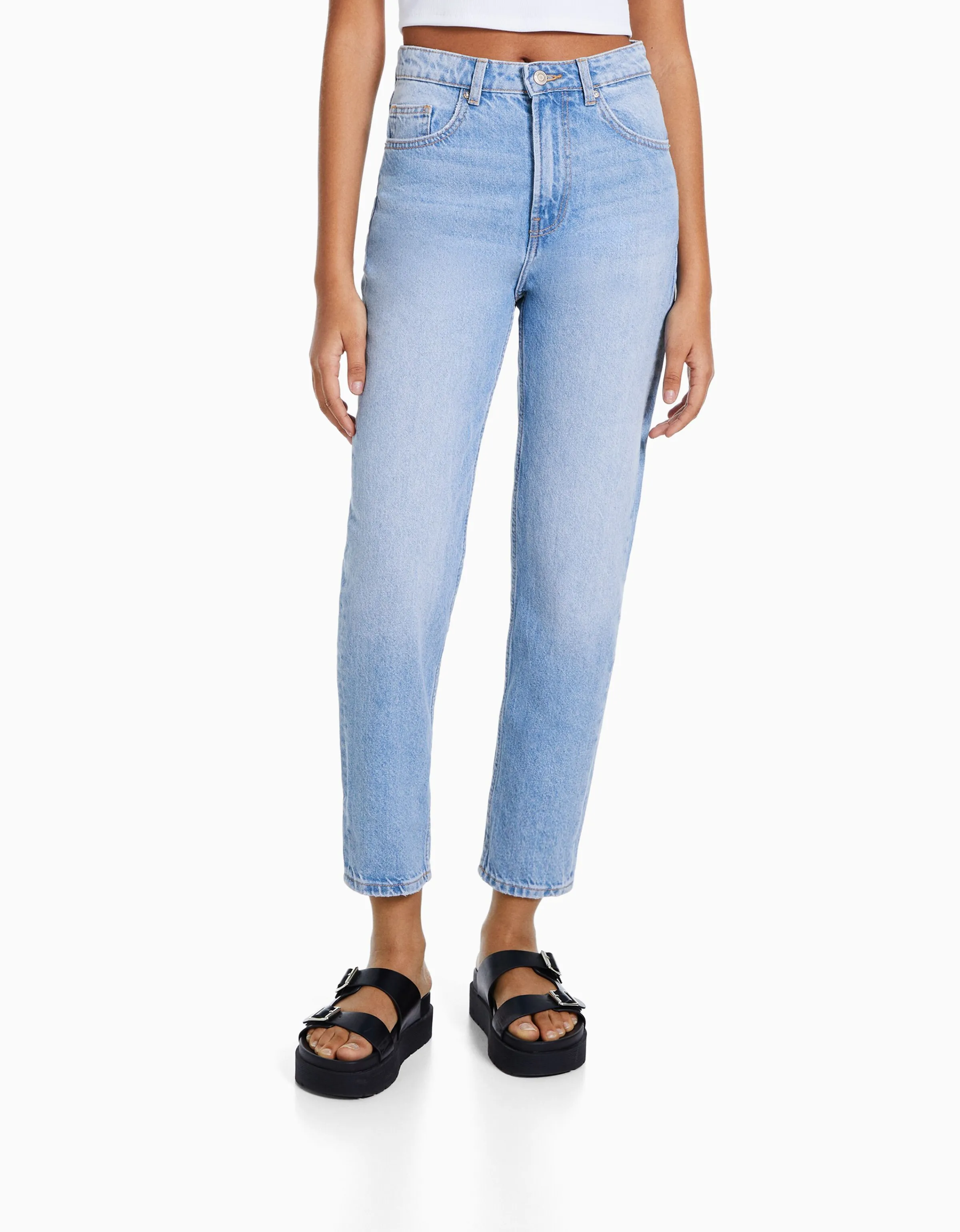 BERSHKA Jeans mom Azul lavado Shop