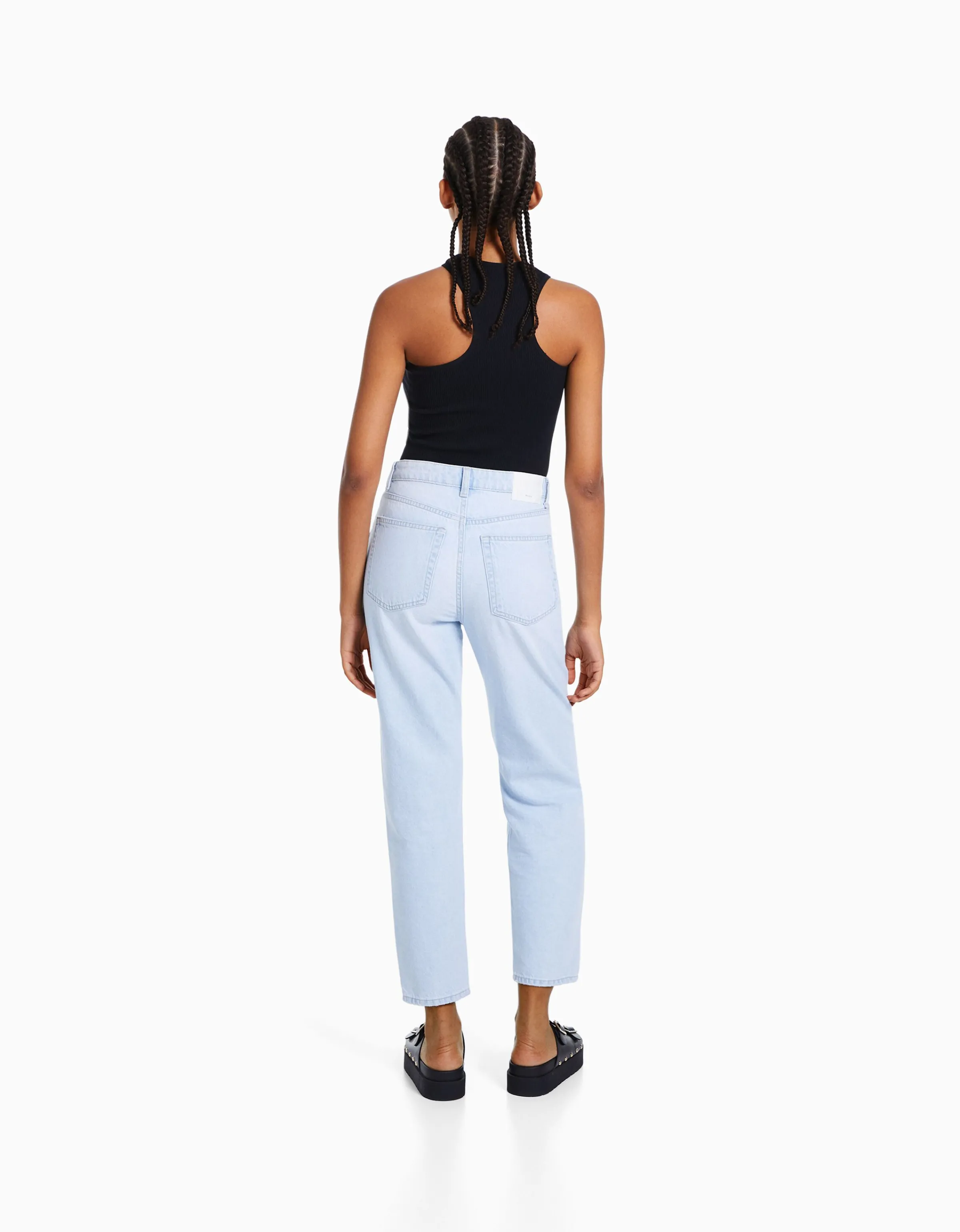 BERSHKA Jeans mom Azul lavado Cheap