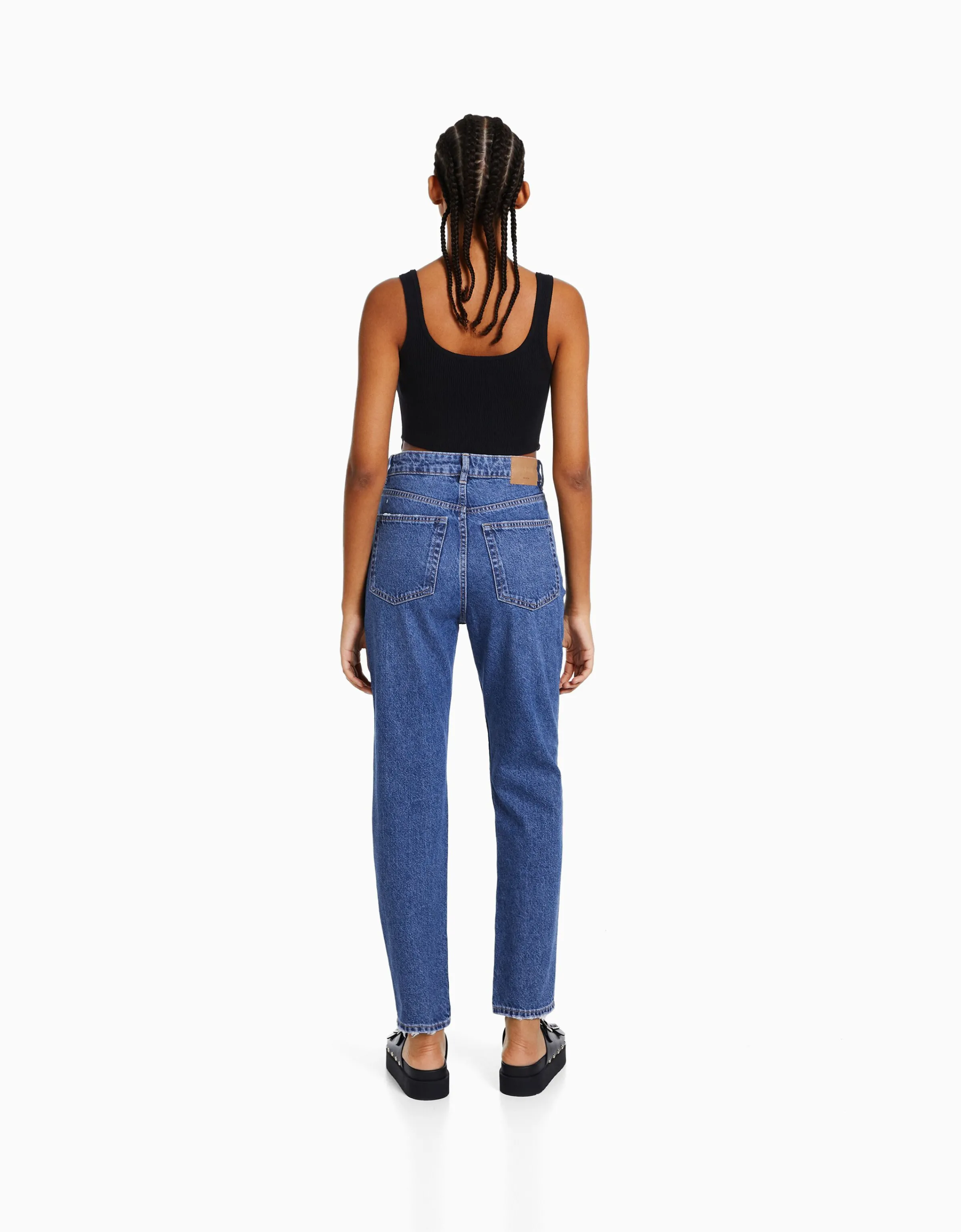 BERSHKA Jeans mom Azul lavado Online